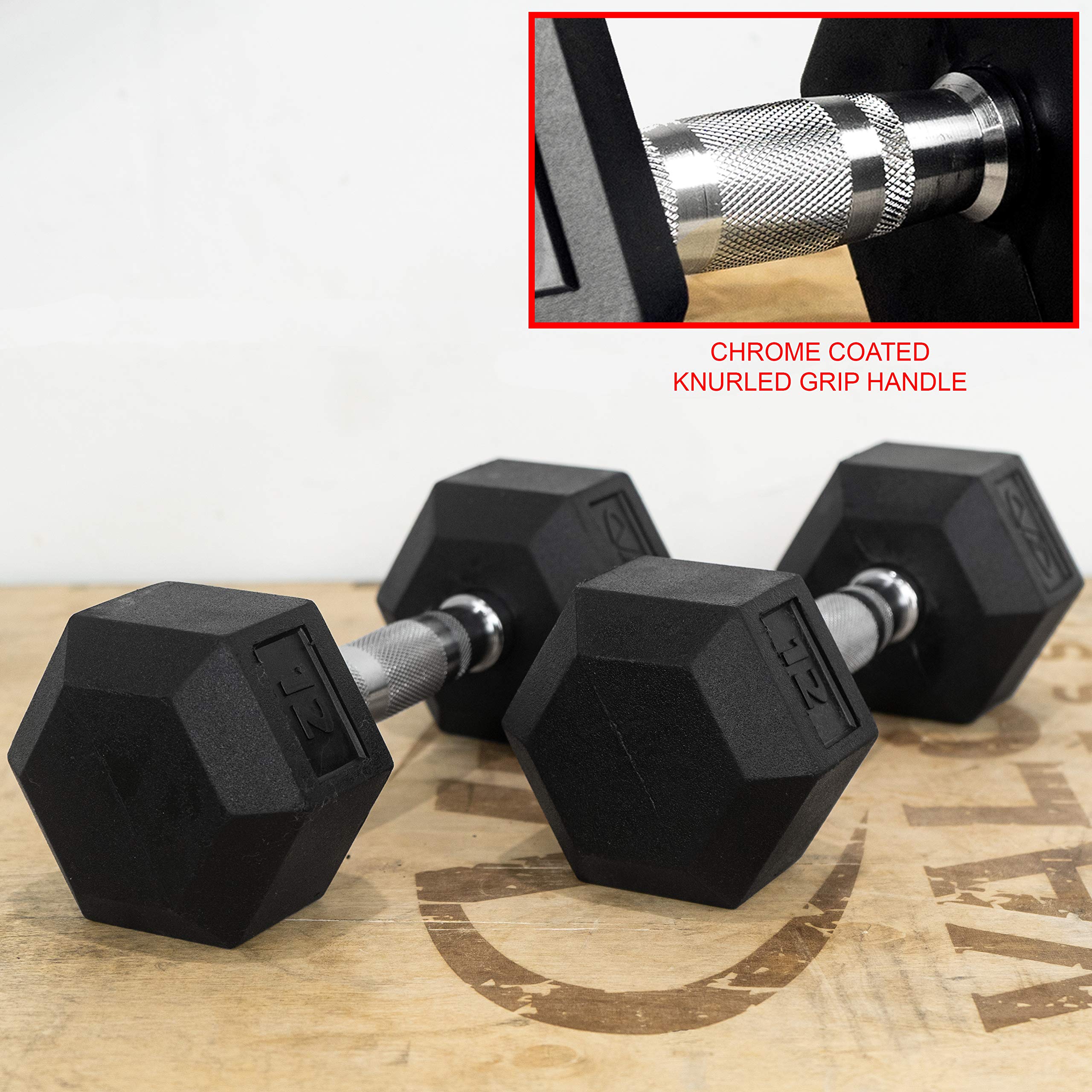 Valor Fitness Rubber Hex Dumbbell Set - Adjustable Free Weights for Home Gym, Strength Training & CrossFit Workouts | Perfect for Weightlifting, Muscle Building & Full-Body Exercises