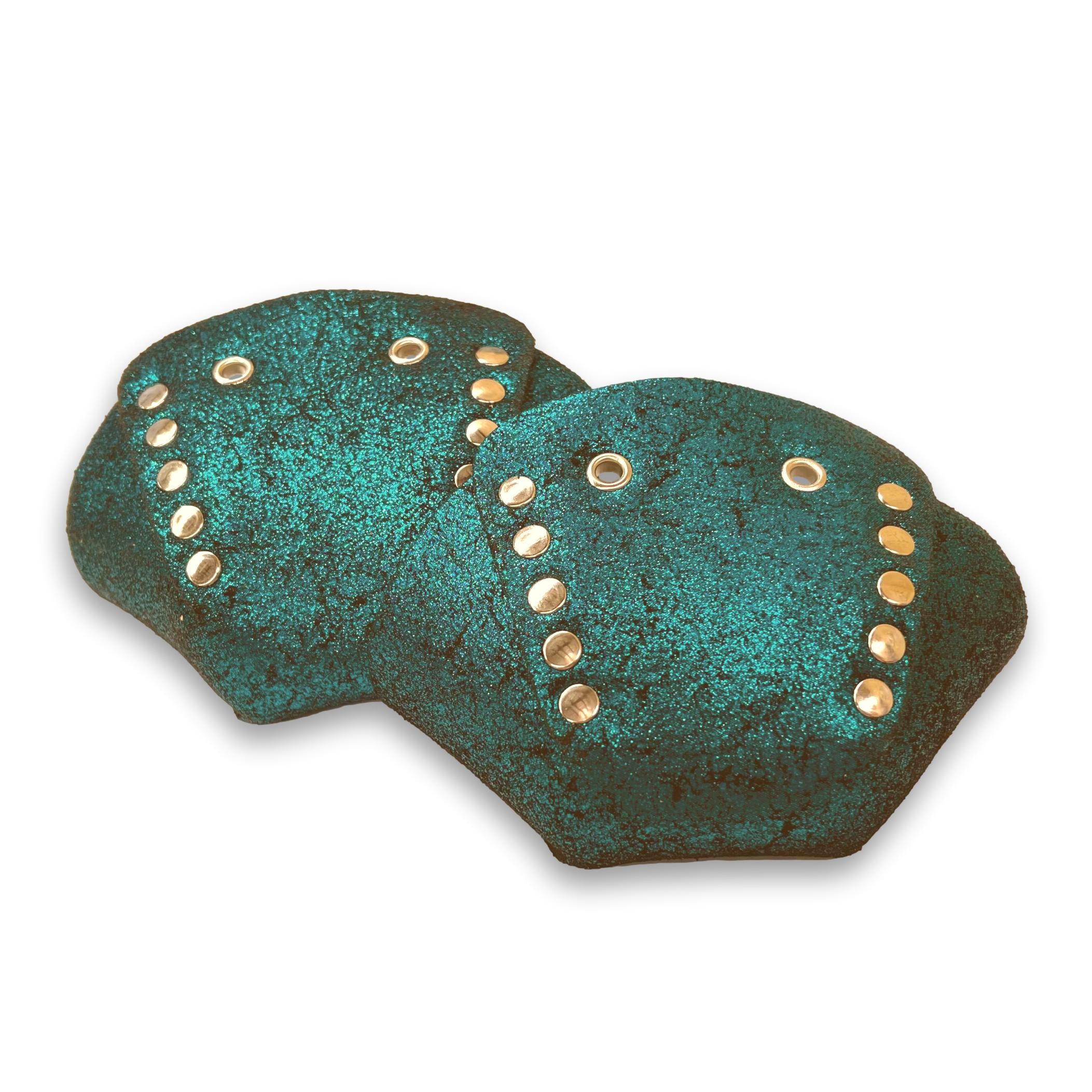 Glitter Teal Roller Skate Toe Caps - Protective & Stylish Toe Guards for Roller Skating, Derby, and Artistic Skating