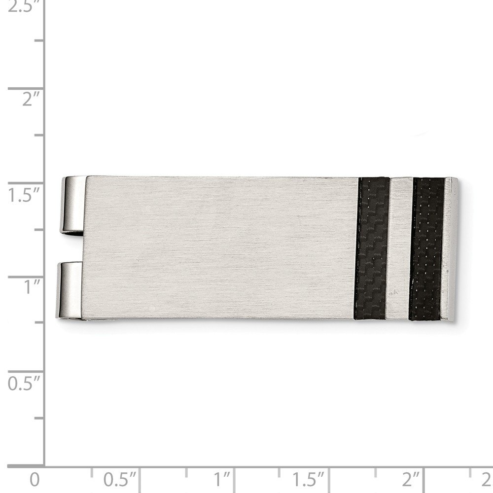 Premium Stainless Steel Money Clip with Brushed Black Carbon Fiber Inlay - Slim & Secure Wallet Alternative for Men - Perfect for Cash, Cards & Everyday Carry