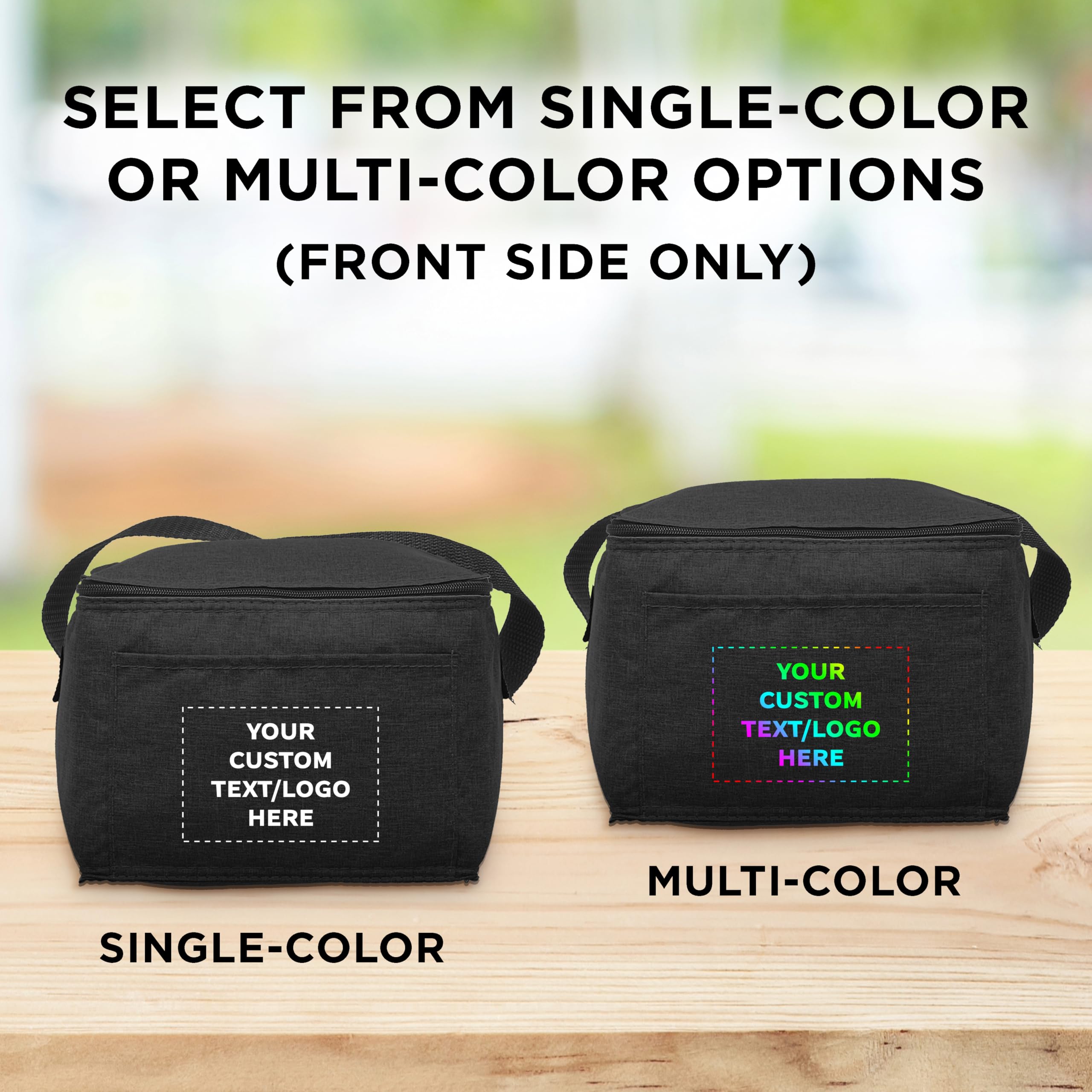 Custom Insulated Cooler Lunch Bag Set of 50 - Personalized Bulk Pack for Work, Travel & Outdoor Events - Black | Reusable Food Storage for Picnics, Camping & Office Lunches