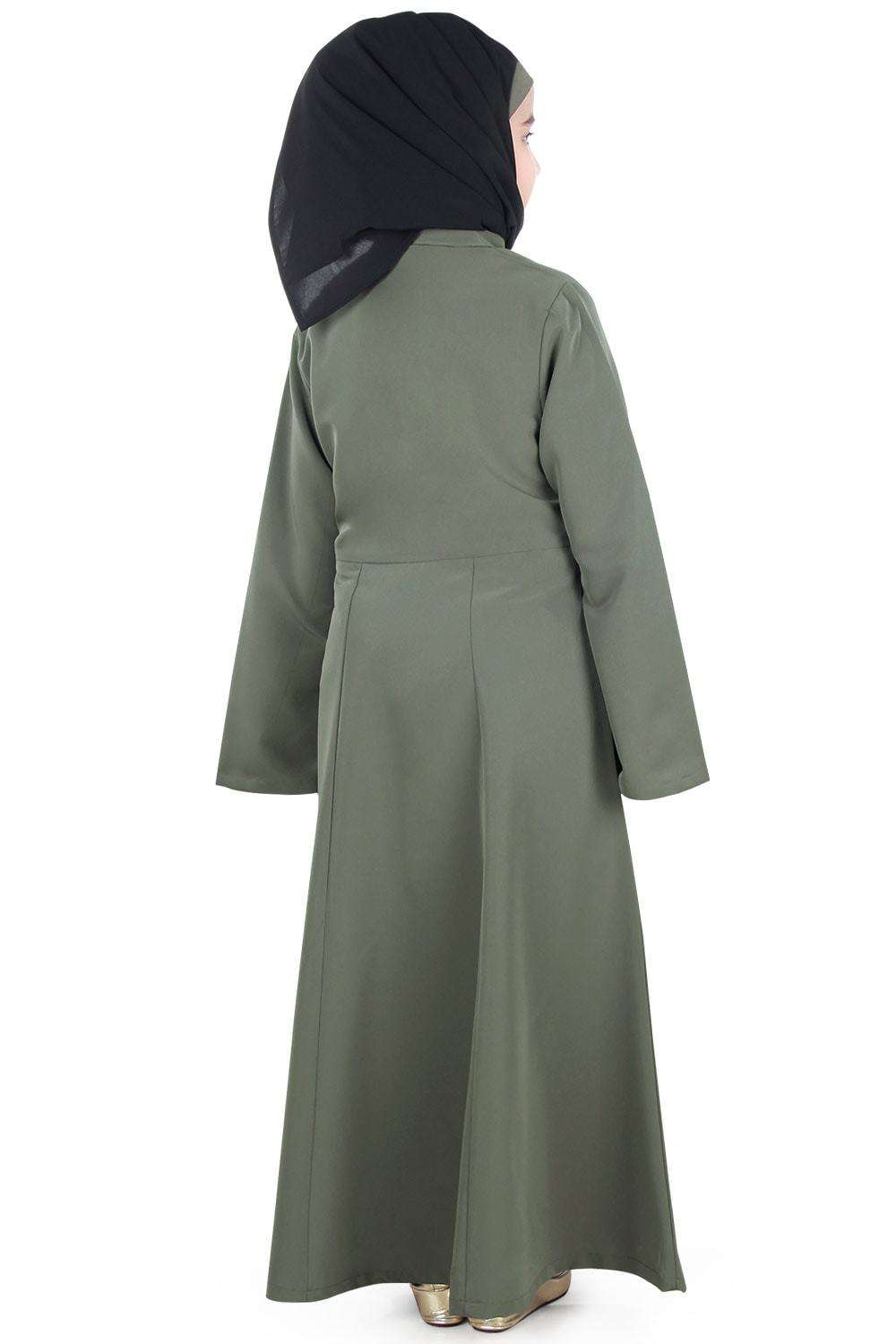 Shadha Girls Islamic Abaya Dress for Kids - Modest Muslim Prayer Outfit for School, Mosque & Special Occasions