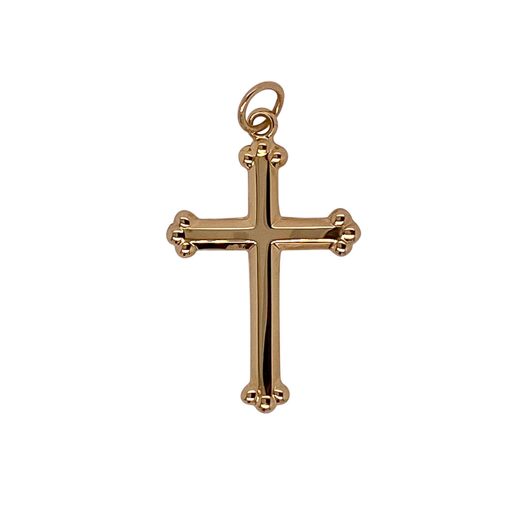 14K Yellow Gold Polished Fancy Cross Pendant Necklace for Women - Elegant Religious Jewelry Gift for Baptism, Confirmation & Everyday Wear