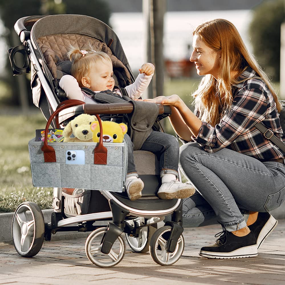 Portable Baby Diaper Caddy Organizer with Lid & Removable Dividers - Multi-Purpose Storage Basket for Nursery, Car & Travel - Perfect Baby Shower Gift & Registry Essential for New Parents