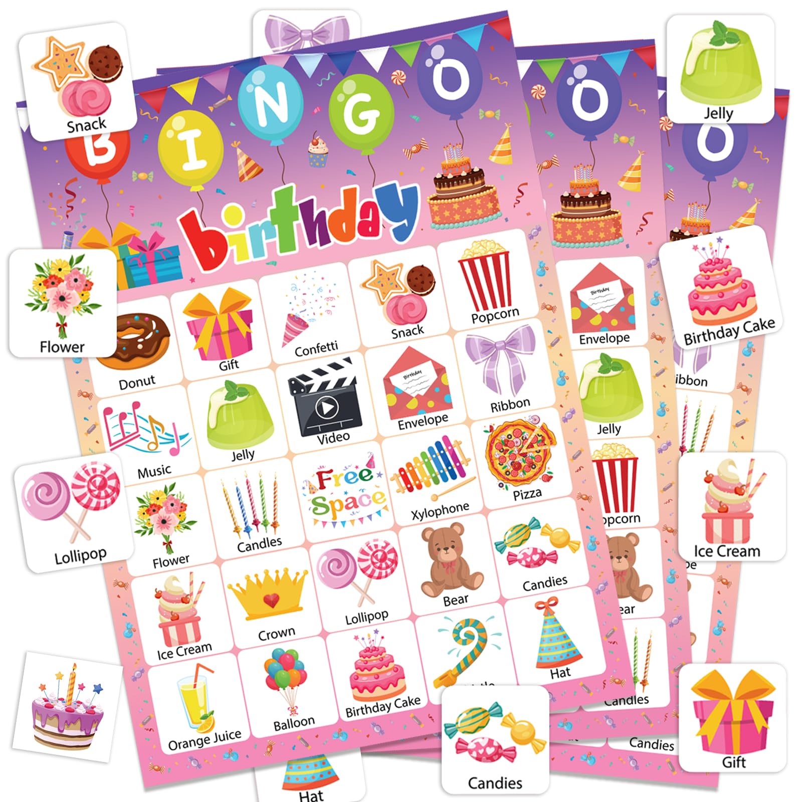 24-Player Birthday Bingo Game Set for Adults - Fun Party Bingo Cards for Home, School & Classroom Activities | Perfect for Family Celebrations & Group Events