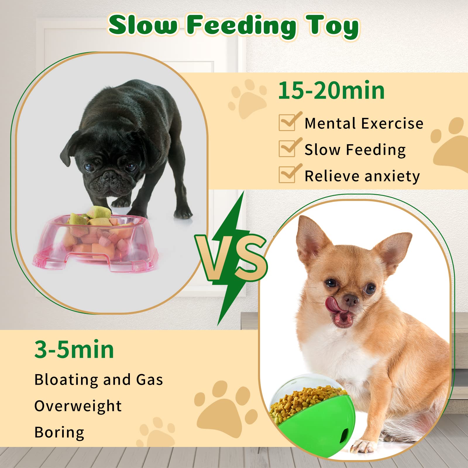 Interactive Treat Dispensing Dog Toys - Slow Feeder Puzzle Ball for Small, Medium & Large Breeds | Fun Training & Mental Stimulation for Pets