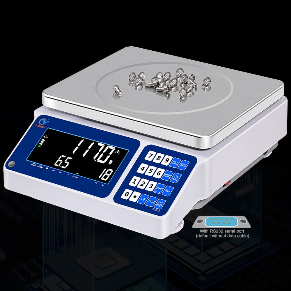 Precision Industrial Counting Scale 15kg/33lb with 0.5g Accuracy - Digital Lab Scale for Parts, Coins & Materials - RS232 Interface for Inventory Management | Ideal for Jewelry, Pharmacy & Warehouse Counting