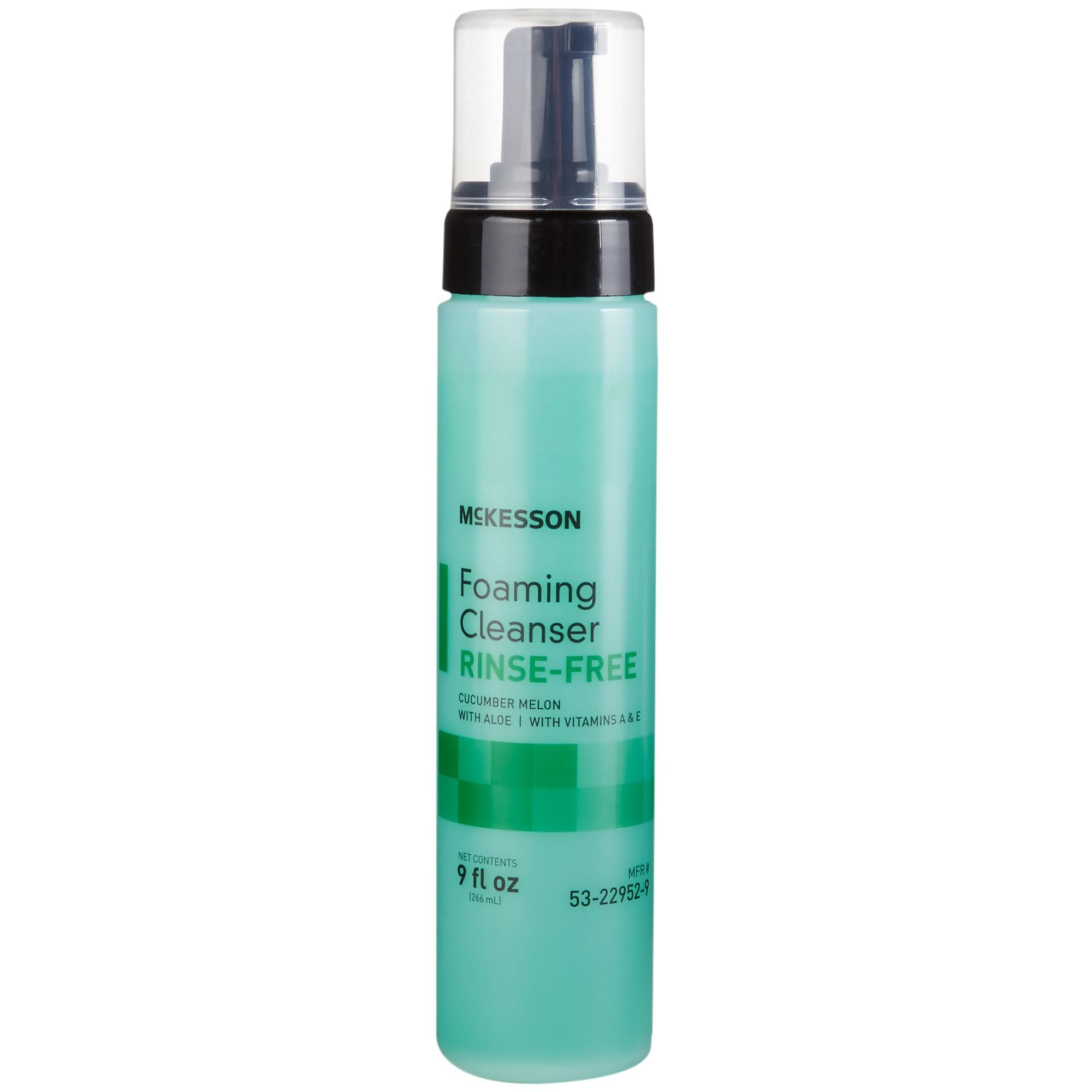 McKesson Rinse-Free Foam Cleanser with Aloe Vera, Vitamin A & E - 9 oz No Rinse Body Wash & Shampoo for Elderly Care, Hospital Grade, Cucumber Melon Scent | Ideal for Bed Baths, Post-Surgery & Sensitive Skin Care