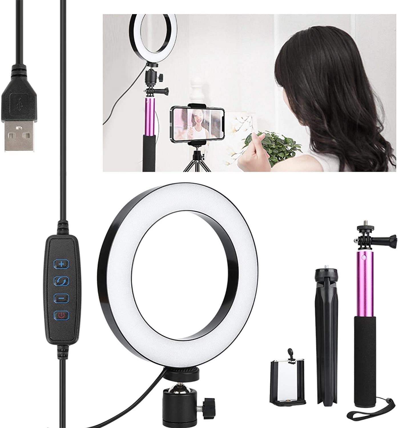 Professional Photography Ring Light Kit - Adjustable Height, 3 Color Temperatures & 10 Brightness Levels for YouTube Videos, TikTok Live Streaming, Makeup Tutorials and Home Studio Lighting