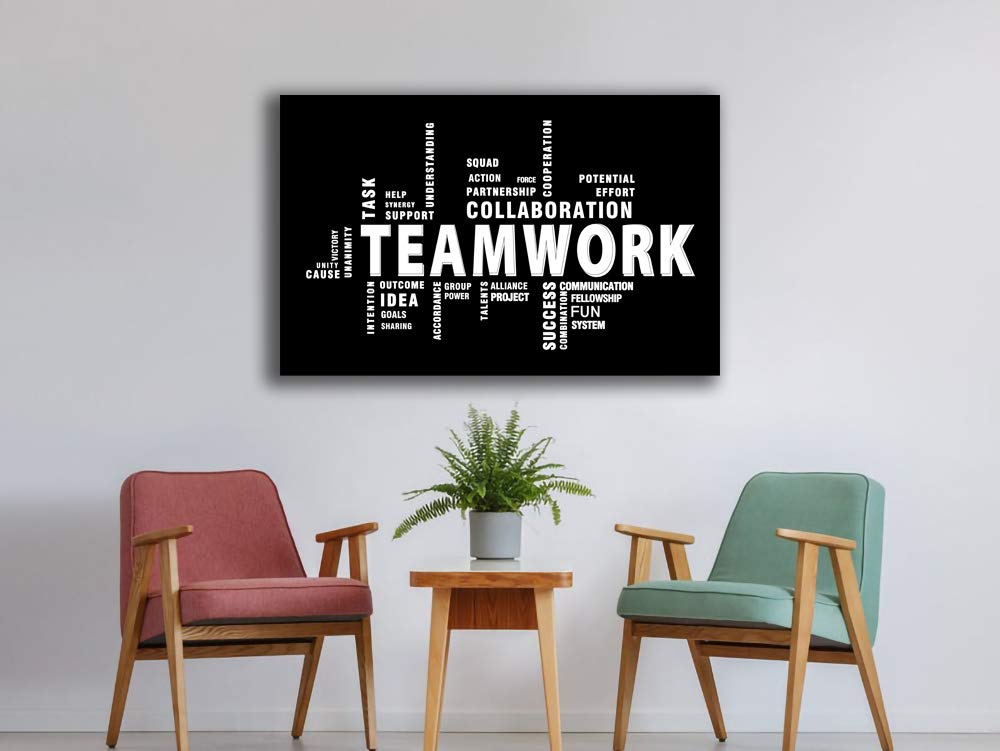 Teamwork Canvas Wall Art - Large Framed Motivational Quotes for Office & Home Decor - Inspirational Posters Ready to Hang - Perfect for Living Room, Bedroom or Workspace