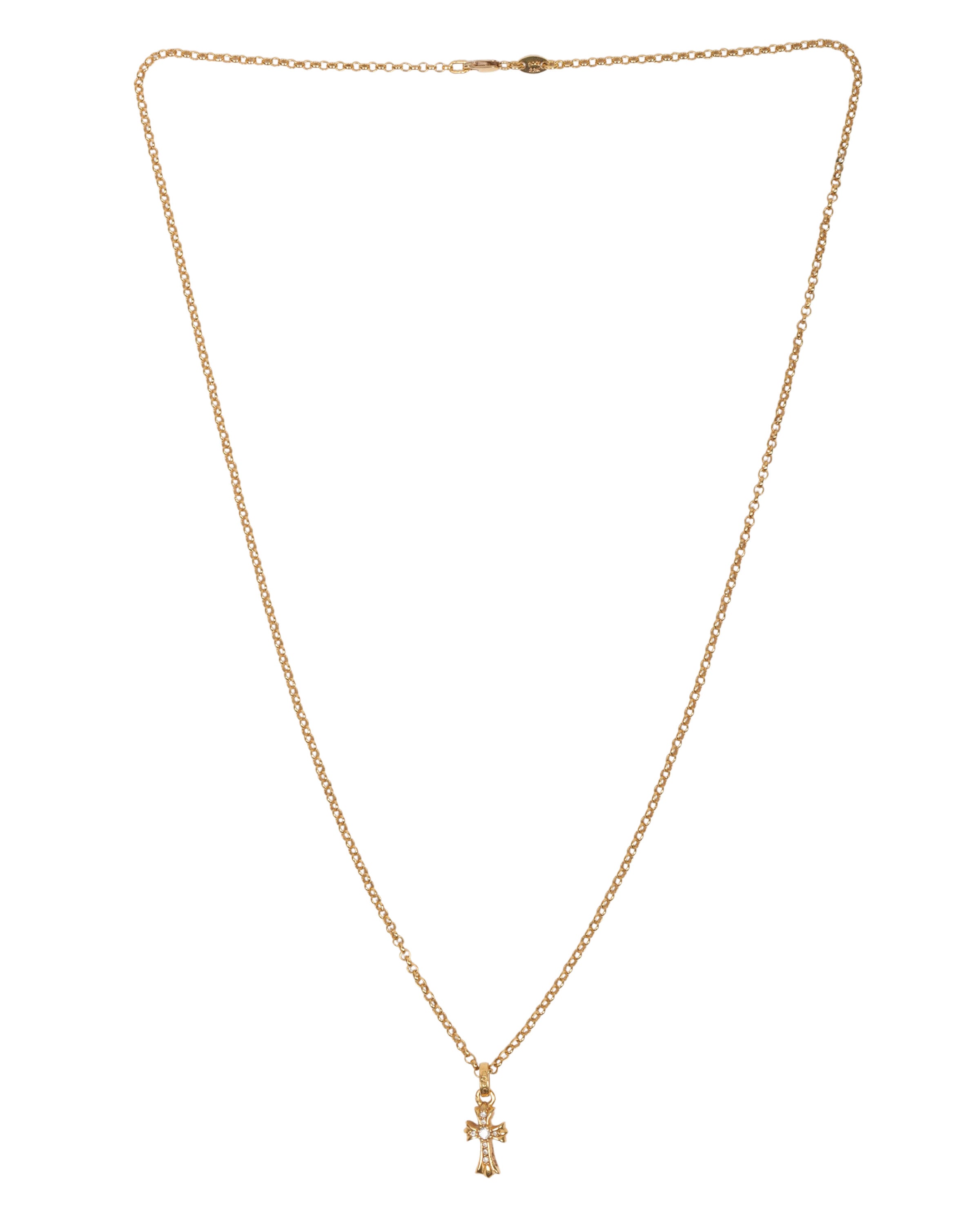 22K Gold Diamond Cross Pendant Necklace for Women - 18 Inch Gold Chain - Elegant Religious Jewelry Gift for Baptism, Confirmation & Special Occasions