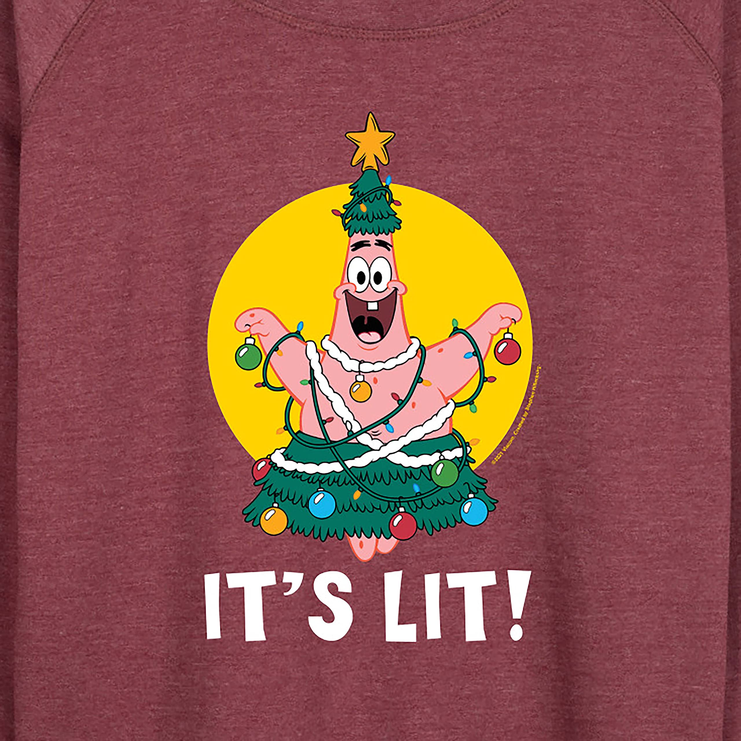 HYBRID APPAREL Women's SpongeBob SquarePants Patrick It's Lit Lightweight French Terry Pullover Hoodie - Casual Loungewear, Cartoon Character Sweatshirt for Fans, Gift Idea