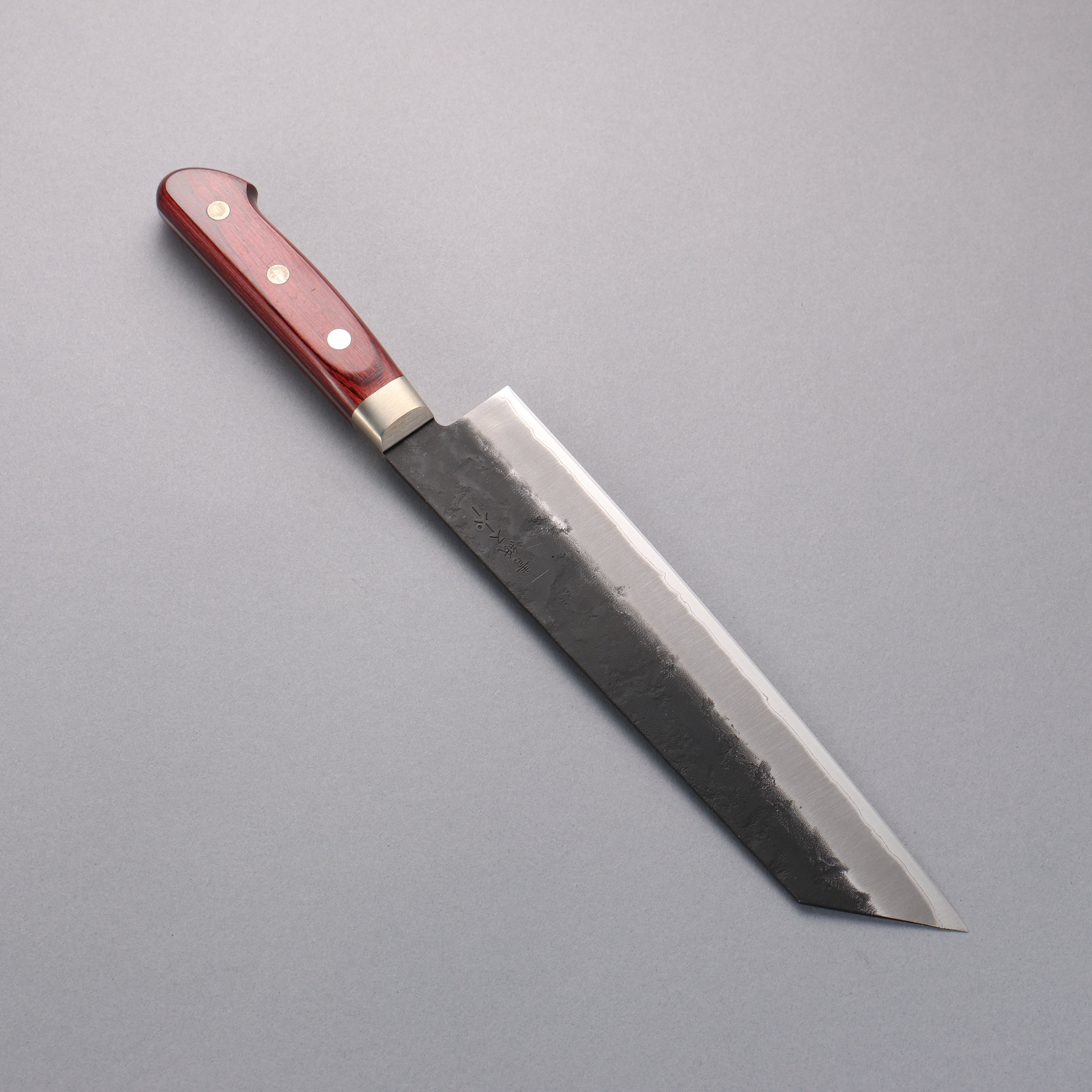Premium Seisuke Kuronashi Blue Super Nashiji Kurouchi Kiritsuke Gyuto 210mm Chef Knife - Red Pakka Wood Handle - Japanese Kitchen Knife for Slicing, Dicing & Precision Cutting