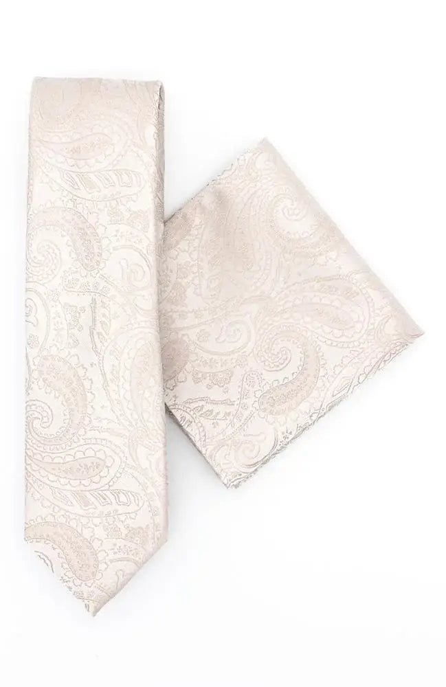 LA Smith Paisley Tie and Pocket Square Set | Classic Silk Necktie & Handkerchief Combo | Perfect for Weddings, Business Meetings & Formal Events