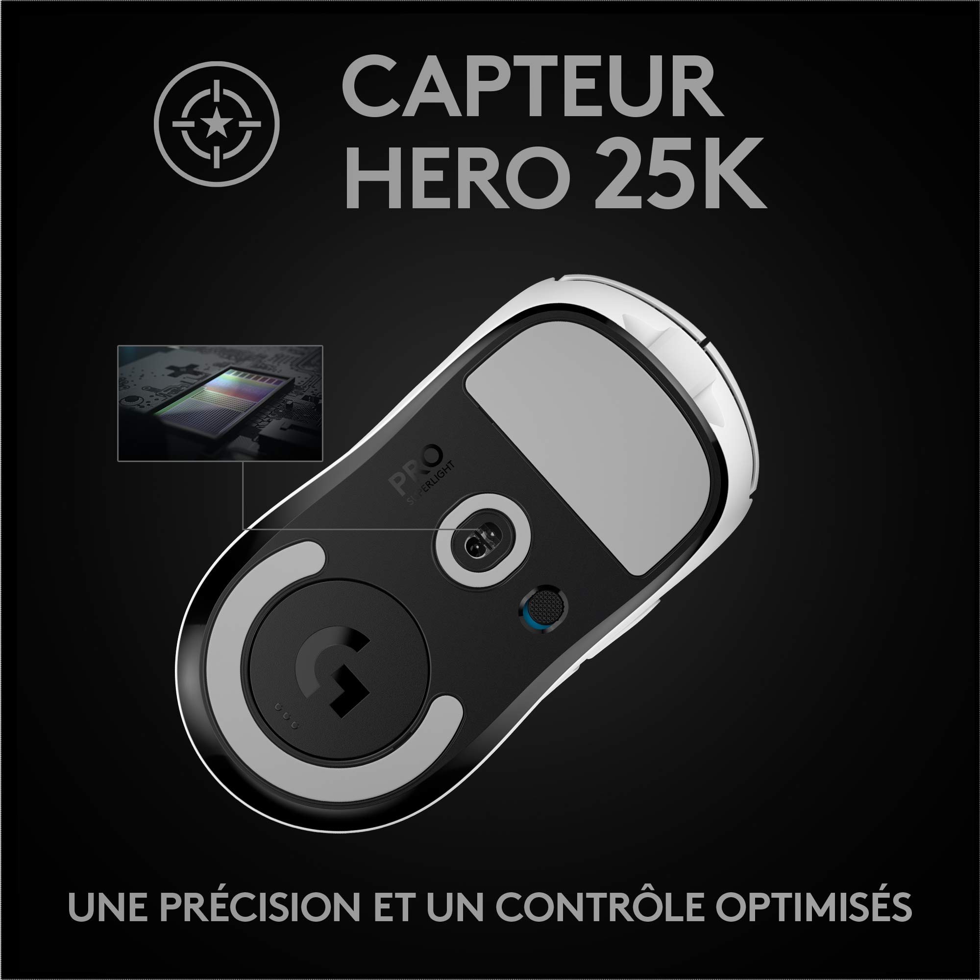 Logitech G PRO X SUPERLIGHT Wireless Gaming Mouse - HERO 25K Sensor, 25,600 DPI, Ultra-Lightweight 63g Design, 5 Programmable Buttons, Long Battery Life - Perfect for FPS, MOBA & Esports Gaming on PC/Mac (White)