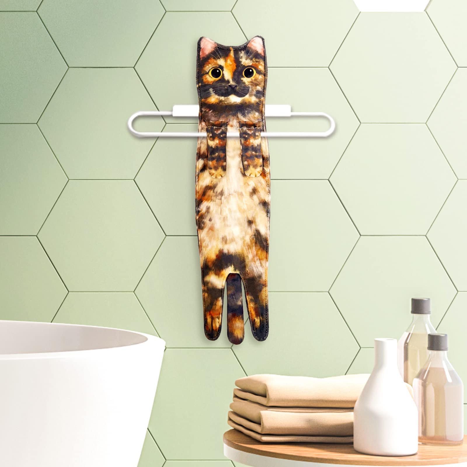 Cute Cat Quick-Dry Hand Towels for Bathroom & Kitchen - Absorbent Hanging Decorative Face Towels, Funny Gifts for Cat Lovers (Ginger) - Perfect for Home Decor, Housewarming & Pet Lover Presents
