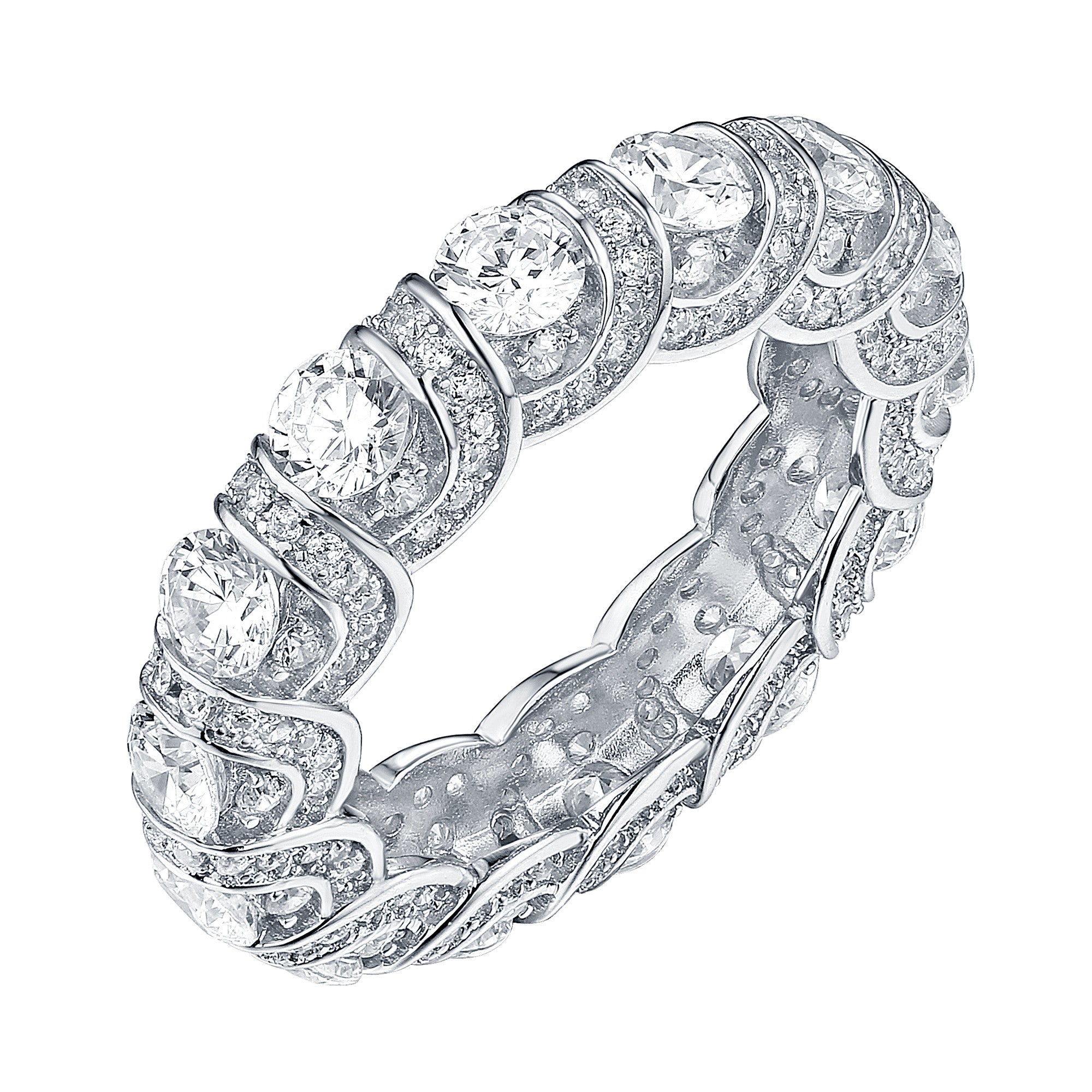 925 Sterling Silver White Gold Plated Cubic Zirconia Eternity Ring - Elegant Solitaire Wedding & Engagement Band for Women - Perfect for Anniversaries, Proposals & Special Occasions
