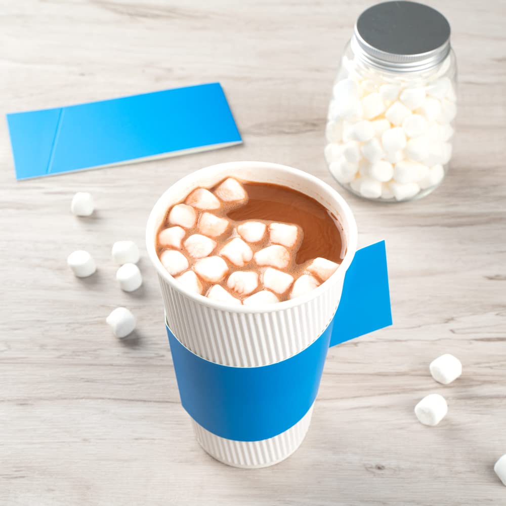 Restpresso Disposable Hot Coffee Cup Sleeves with Handle - 1000 Pack Blue Paper Cup Jackets for 12oz, 16oz & 20oz Cups (Cups Sold Separately) - Perfect for Coffee Shops, Cafes & Takeout Restaurants