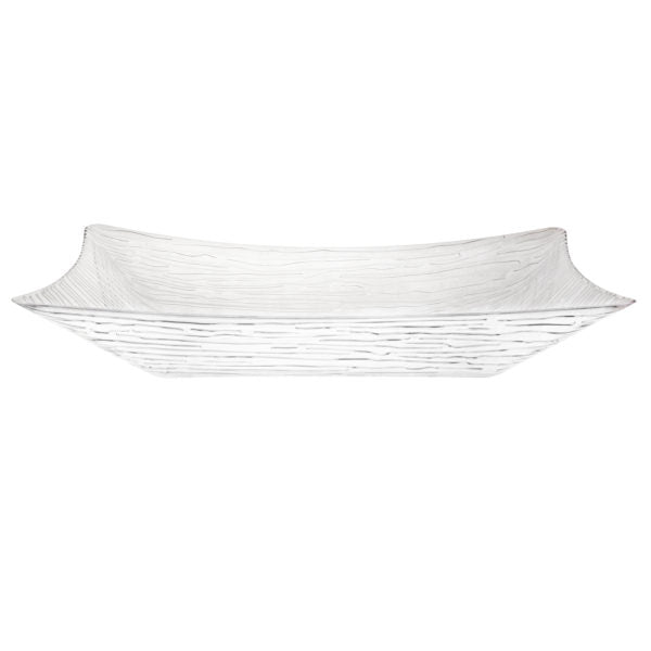 2 Pack Clear Rectangle Textured Salad Bowls - Durable BPA-Free Serving Dishes for Kitchen, Picnics & Party Food Display