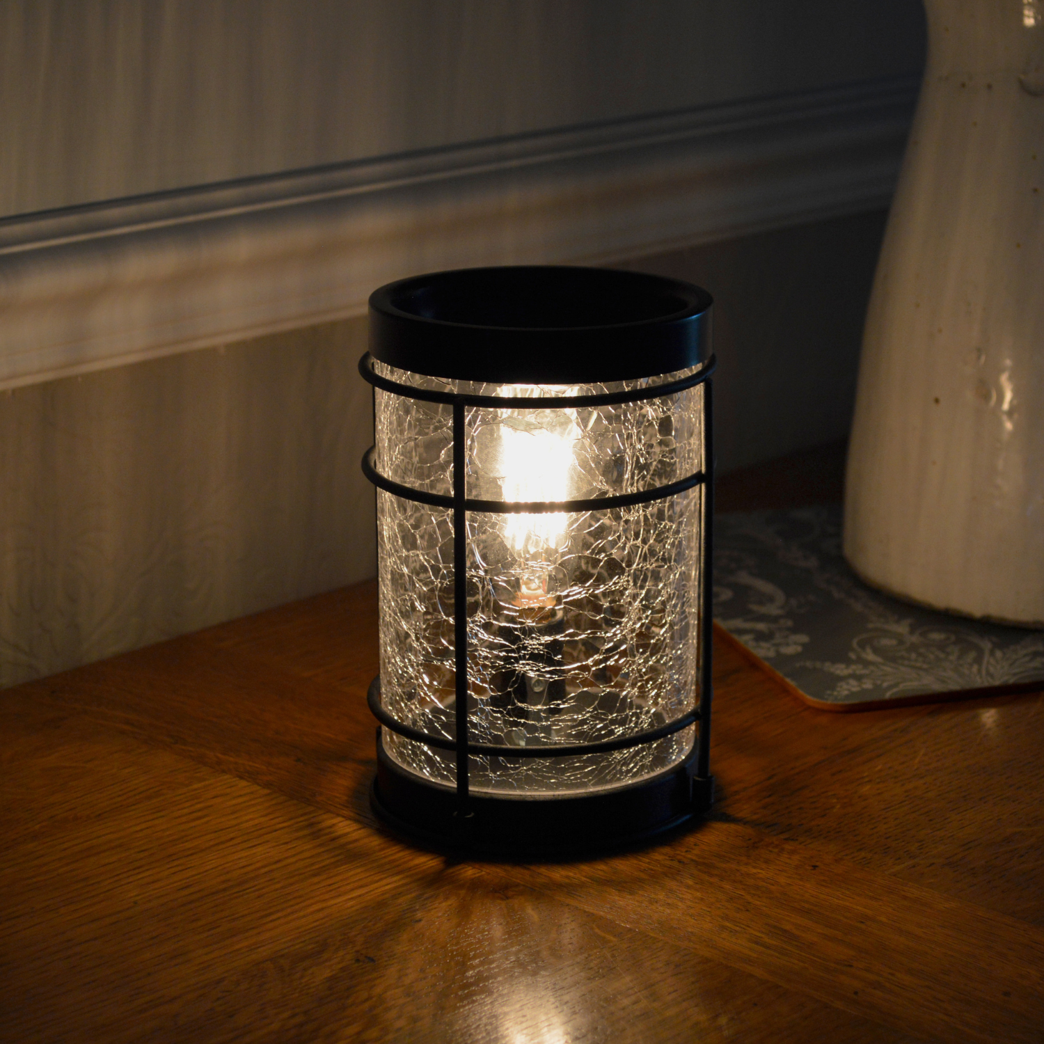 Premium Cello Black Crackle Edison Electric Wax Warmer with Spiced Citrus Wax Melts - Aromatherapy for Home, Office & Spa Relaxation