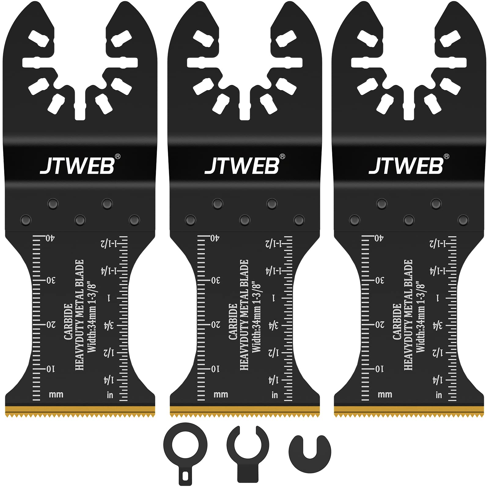JTWEB Carbide Oscillating Blades Kit - Heavy Duty for Hard Materials & Metal - DIY & Construction Use