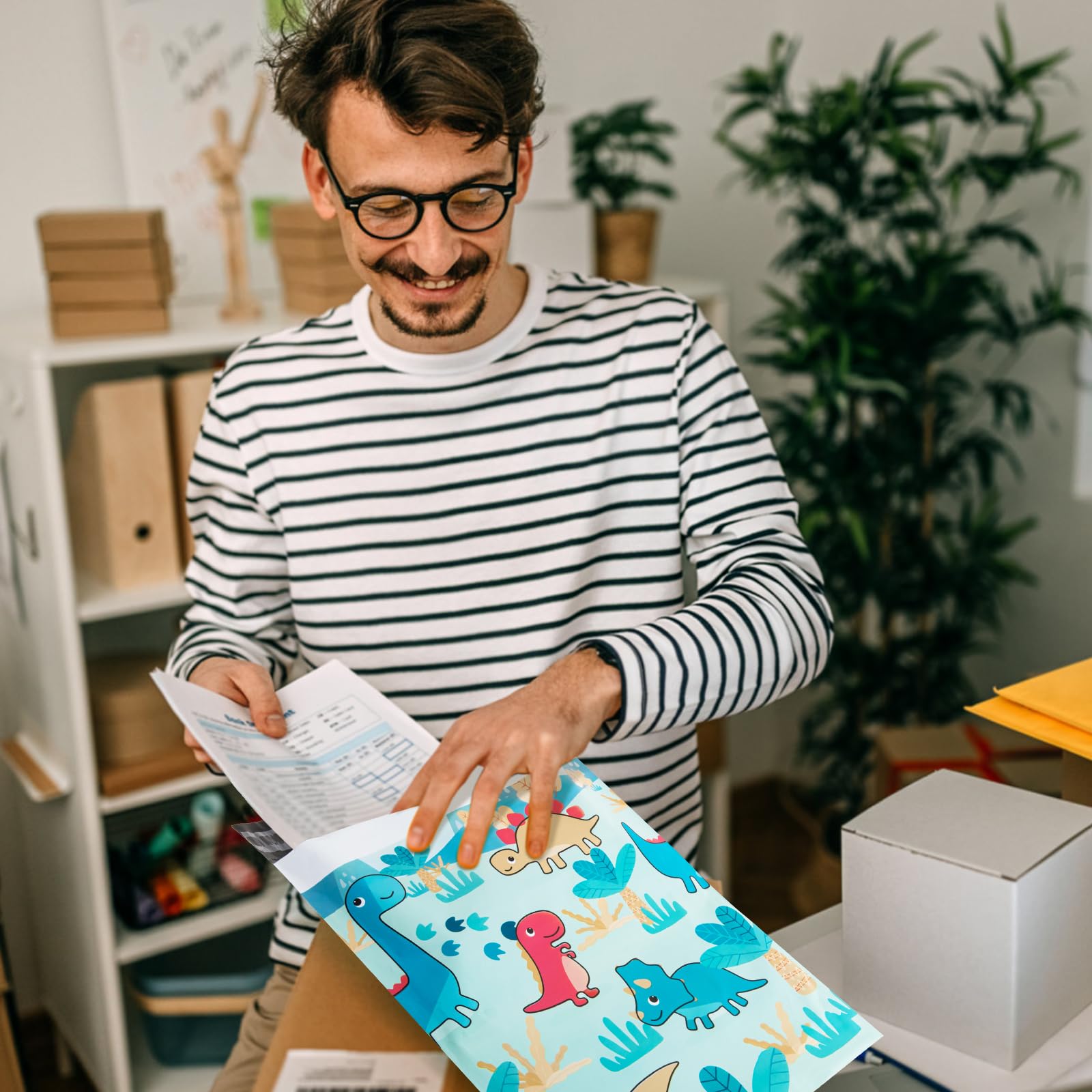 Durable 10x13 Poly Mailers - 100PCS Plastic Shipping Bags for Ecommerce | Waterproof Mailing Envelopes for Small Business Packaging | Perfect for Shipping Clothes, Books & Online Store Orders (Dinosaur Design)