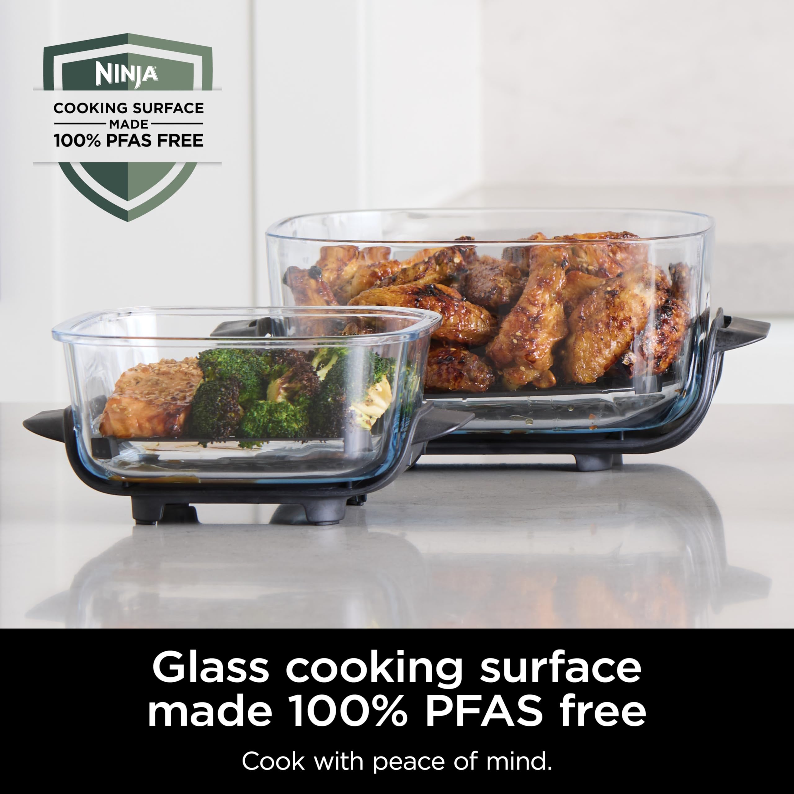 Ninja Crispi Air Fryer - 4QT & 6 Cup Glass Containers with Lids | Microwave, Freezer & Dishwasher Safe | Non-Toxic Portable Cooking System for Air Frying, Baking & Meal Prep | Perfect for Small Kitchens, Dorms & RV Cooking