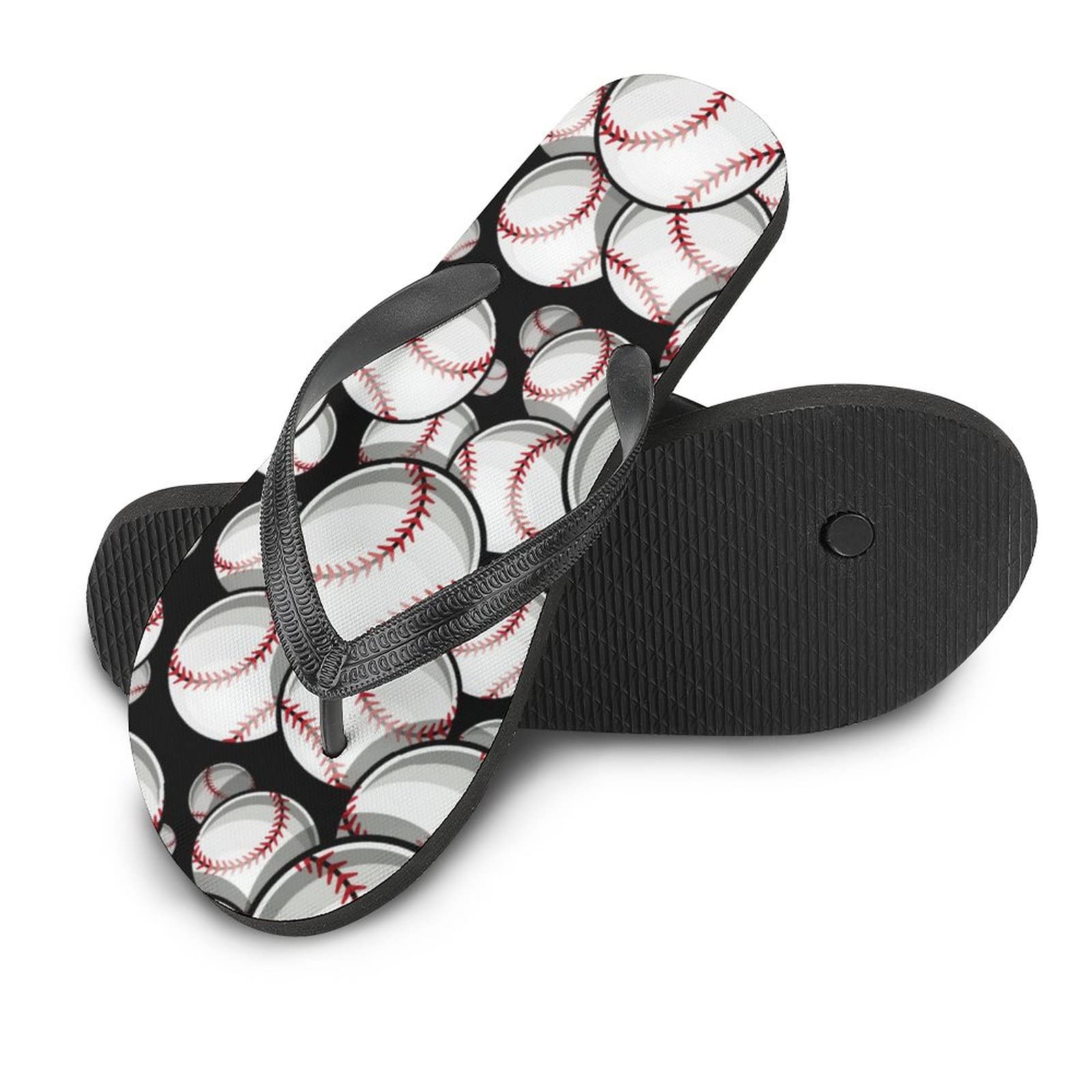 **Men's & Women's Baseball Softball Graphic Flip Flops - Non-Slip Sandals for Beach, Pool & Casual Wear**