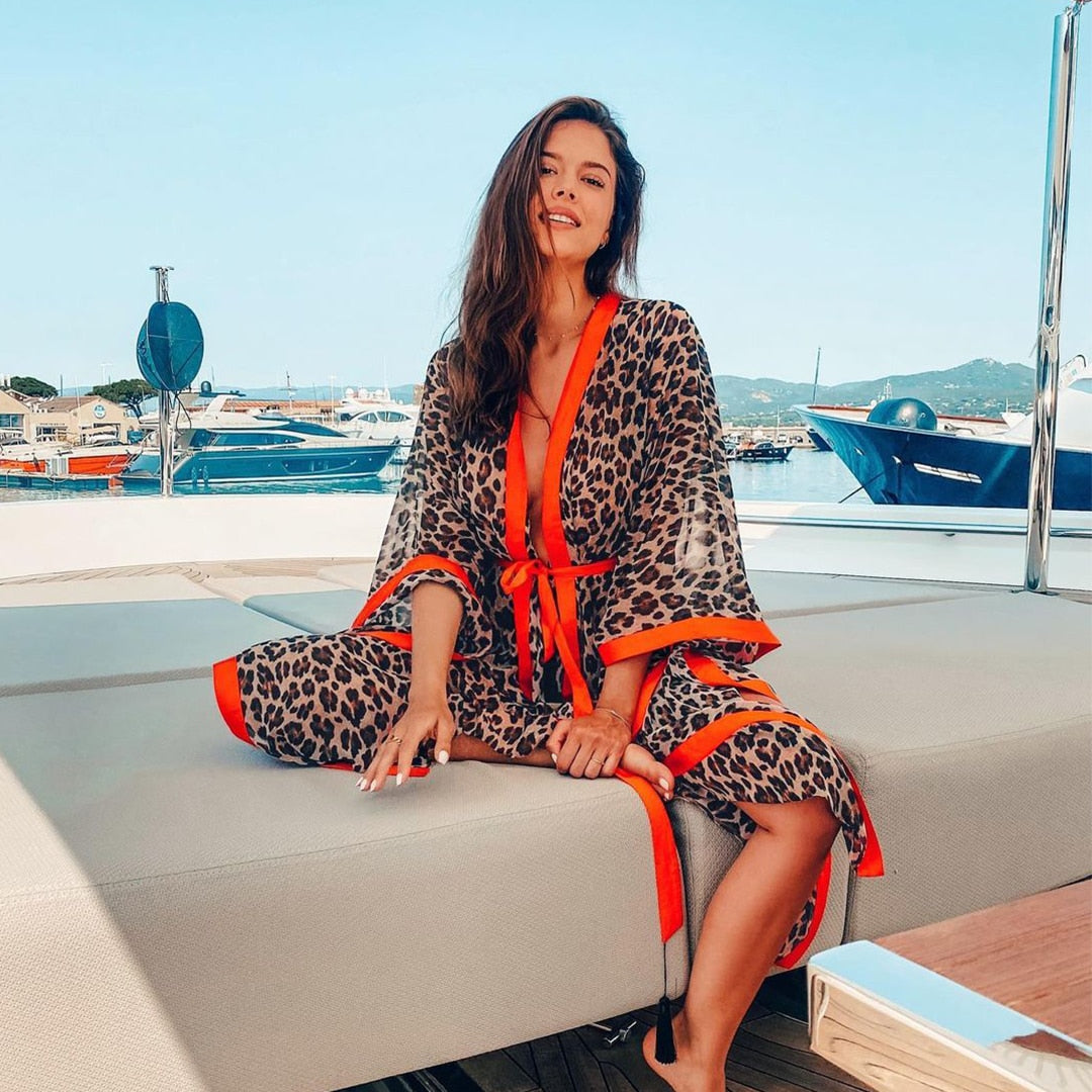 Blue Eyes Bikini Cover Up - Women's Long Beach Kaftan Tunic, Sarong Swimsuit Cover Up & Robe de Plage for Summer Vacation, Pool Party & Beach Getaway