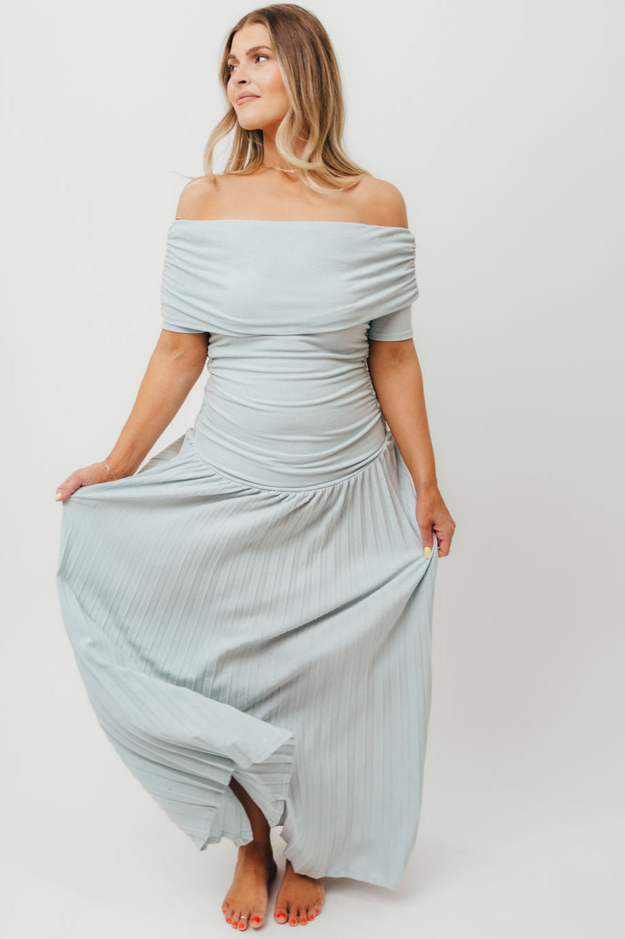 Lennox Maxi Dress in Dusty Blue - Flowy Long Summer Dress for Women, Beach Wedding & Vacation Outfit