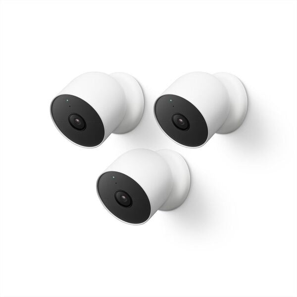 Google Nest Cam Outdoor Security Camera - 3 Pack with Battery, Weatherproof for Home & Business Surveillance - Perfect for Front Door, Backyard & Garage Monitoring
