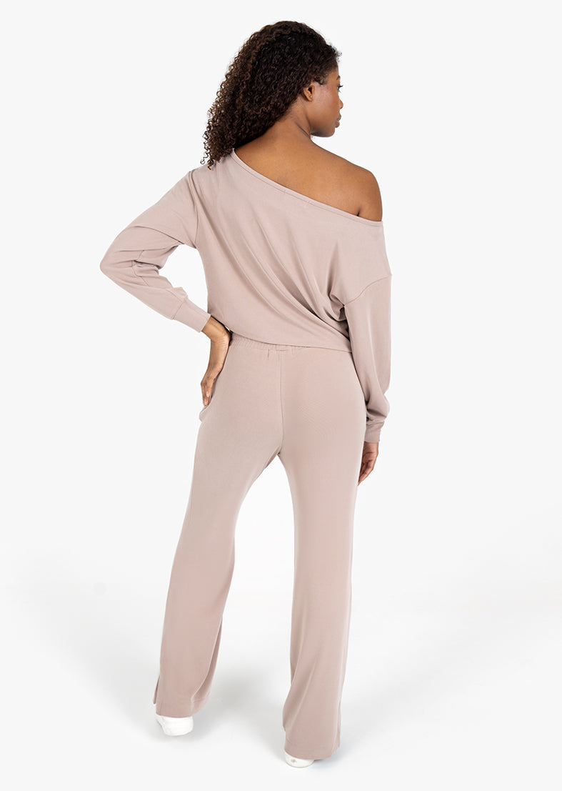 Cloudsoft Rib Lounge Palazzo Pant Walnut - Comfortable Wide Leg Pants for Women, Casual Loungewear & Home Wear, Perfect for Yoga, Relaxing, and Everyday Outfits