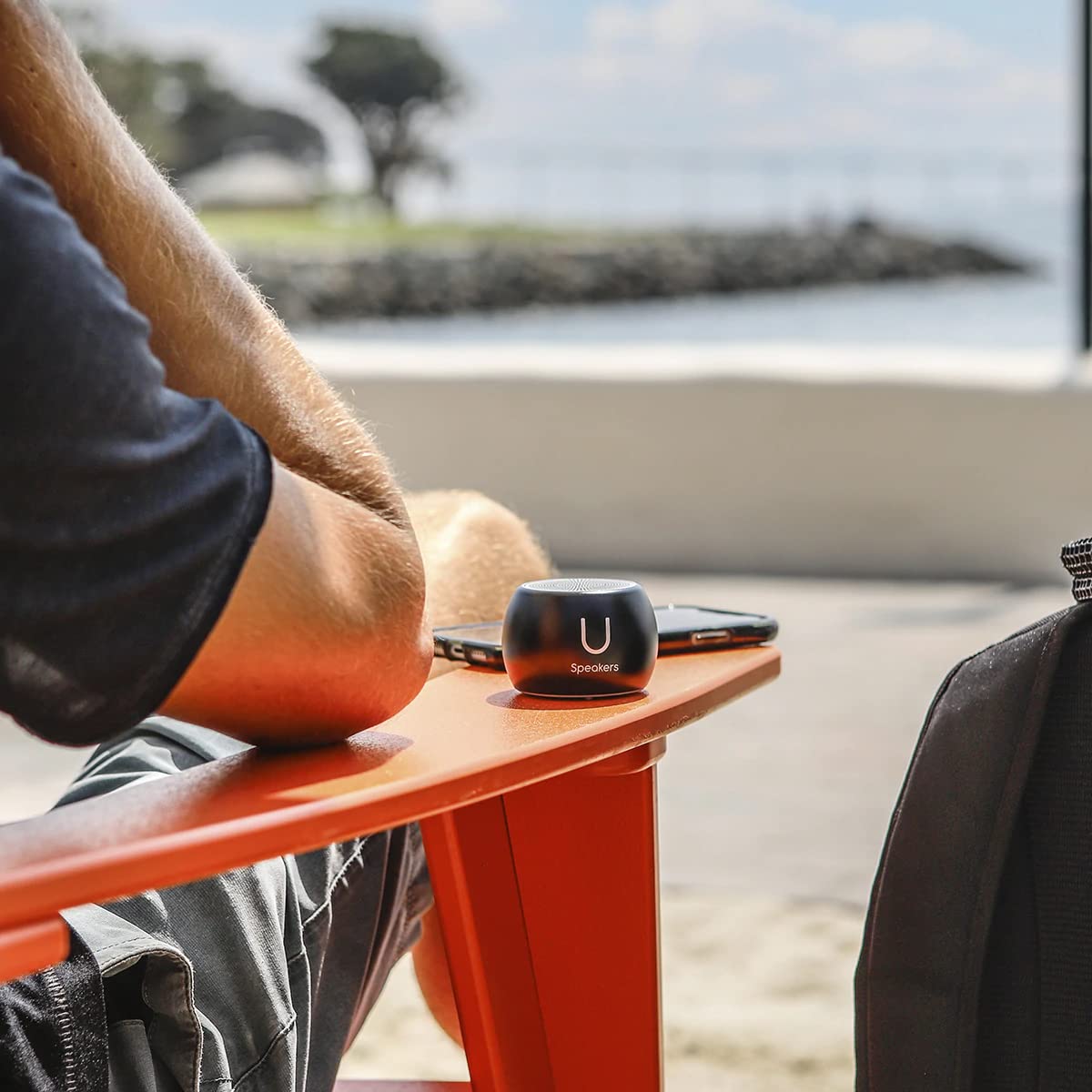 Waterproof Portable Bluetooth Speaker with Bass, Selfie Remote & Mic - Wireless Travel Speaker for Home, Office, Outdoor Use | Includes Mini Folding Keyboard & Pebble Mouse Bundle