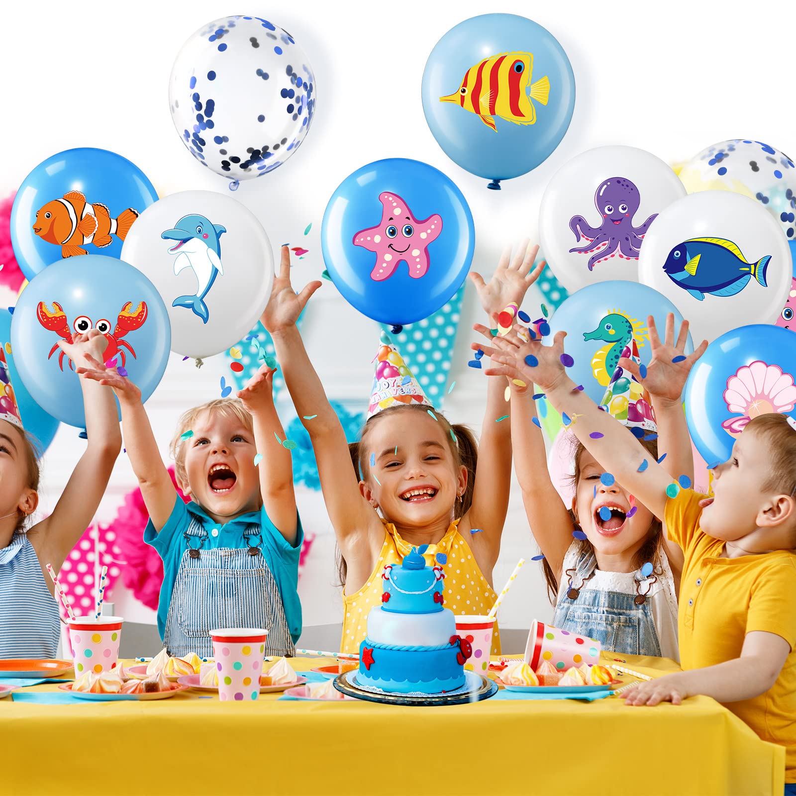 50 Pieces Sea Animals Balloons - Under the Sea Party Decorations, Ocean Theme Latex Balloons for Birthday, Baby Shower & Beach Parties - Perfect for Boys, Girls & Marine Creatures Lovers - Great for Underwater Decor, Pool Parties & Nautical Events