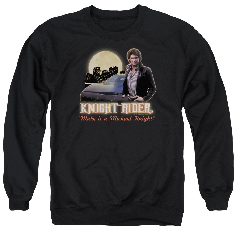 Knight Rider Full Moon Graphic Unisex Crewneck Sweatshirt for Men & Women | Casual Streetwear, Cosplay Costume, Retro 80s Fashion