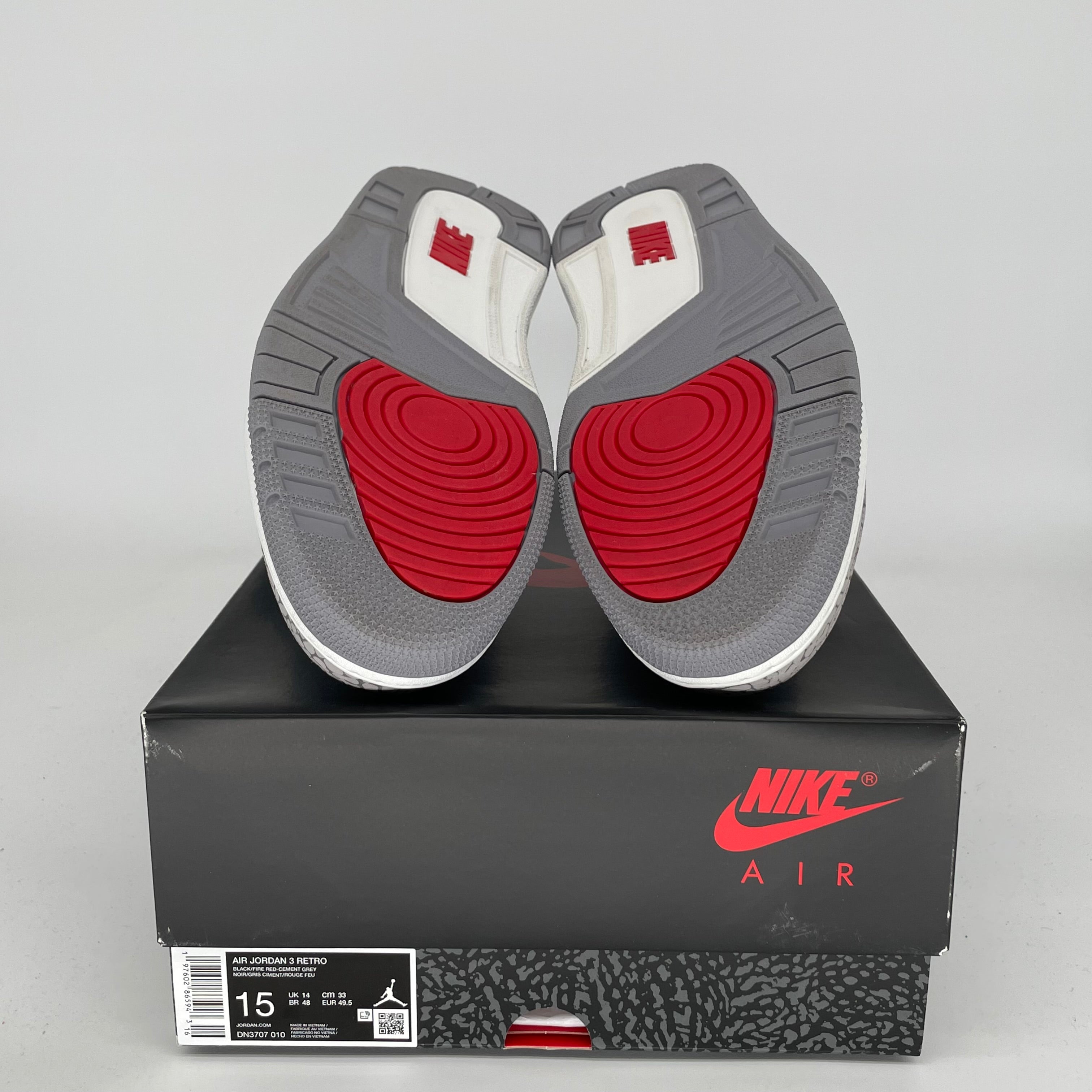 AIR JORDAN 3 Retro Black Cement Men's Basketball Shoes Size 15 - DN3707-010 | Authentic Sneakers for Streetwear & Basketball Games