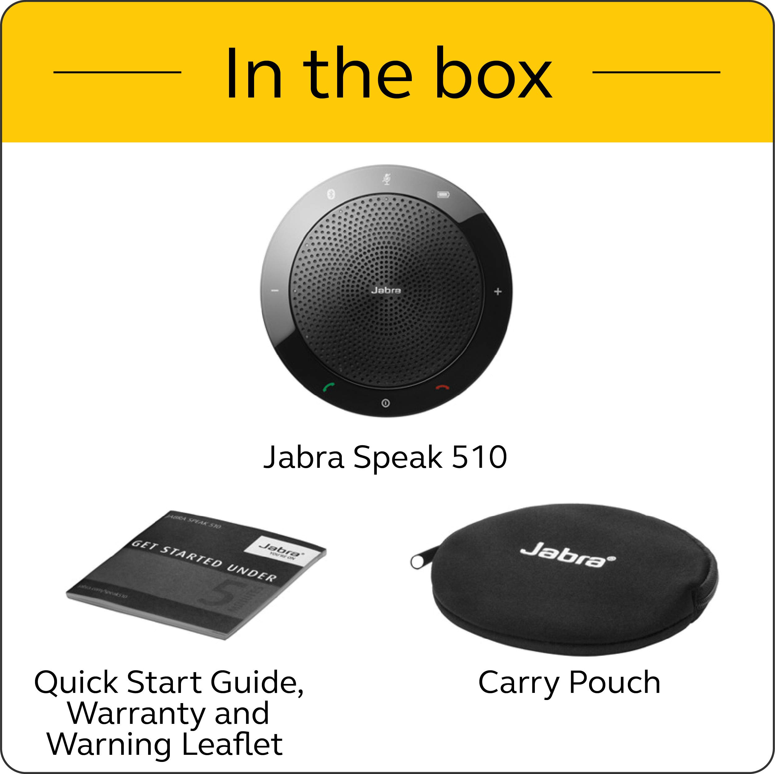 Jabra Speak 510 Wireless Bluetooth Speaker with Crystal Clear Sound - Portable USB Speakerphone for Conference Calls, Softphone & Mobile Meetings - Perfect for Home Office, Remote Work & Business Travel