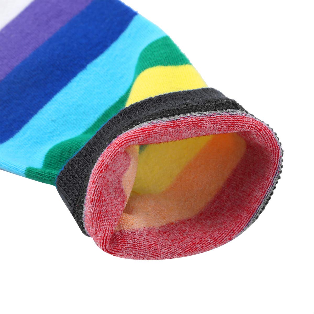 YiZYiF 2 Pairs Women's Colorful Striped Rainbow Knee High Socks - Soft Cotton Over The Calf Stockings for Fall & Winter - Perfect for Cosplay, Outfits & Cold Weather Comfort