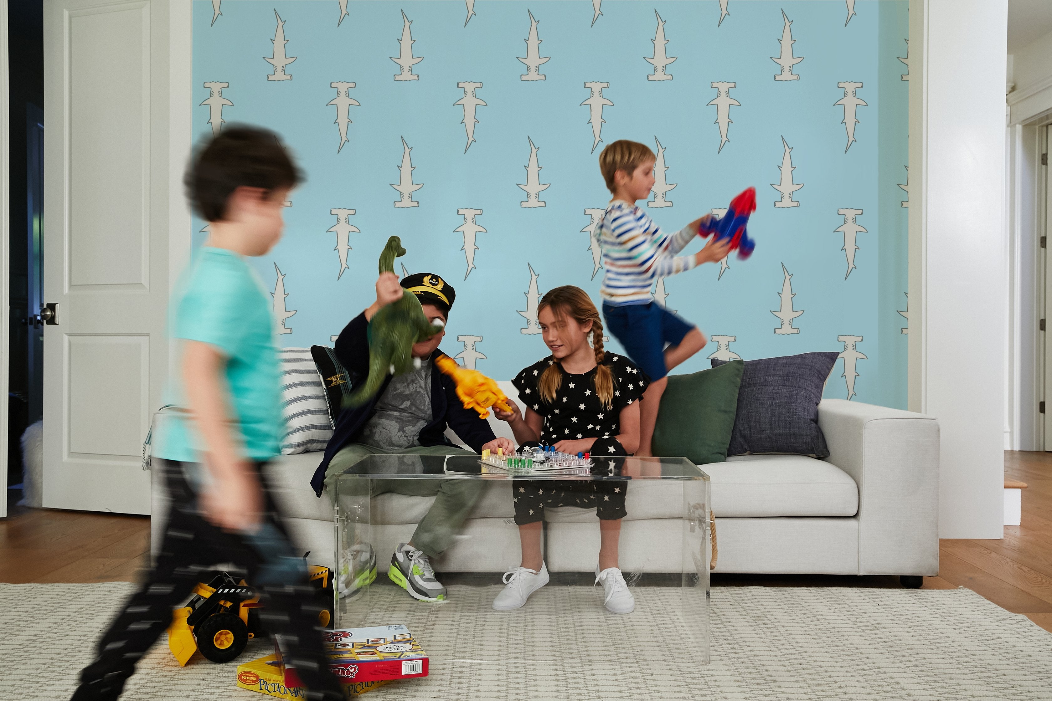 Hammerheads Wallpaper by Tea Collection - Baby Blue Nursery Decor | Perfect for Kids' Rooms & Playrooms