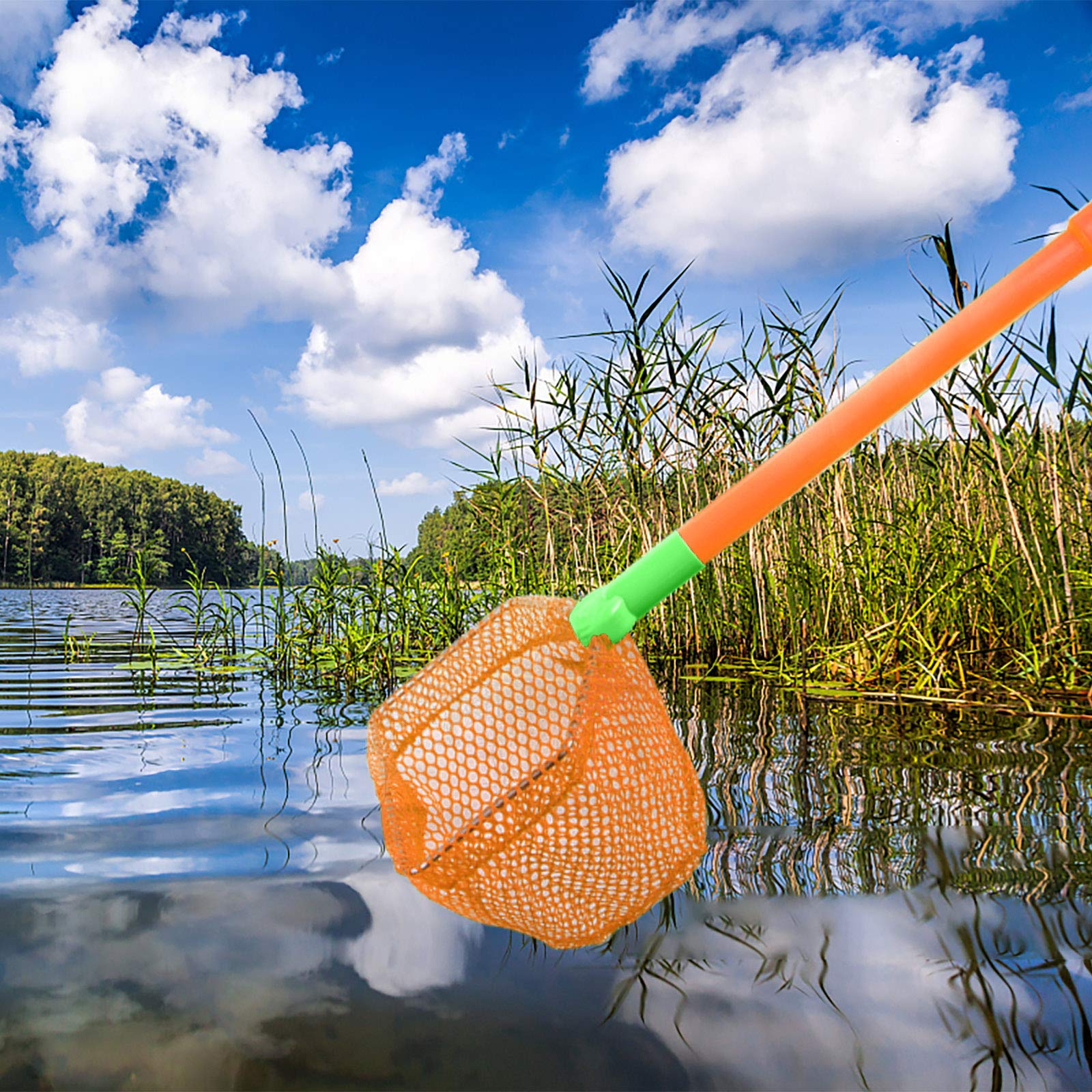 Coopay 4-Piece Kids Fishing Net Set - Butterfly & Bug Catching Nets, Outdoor Beach Toys for Children (Blue & Orange) - Perfect for Backyard Adventures, Beach Trips, and Nature Exploration