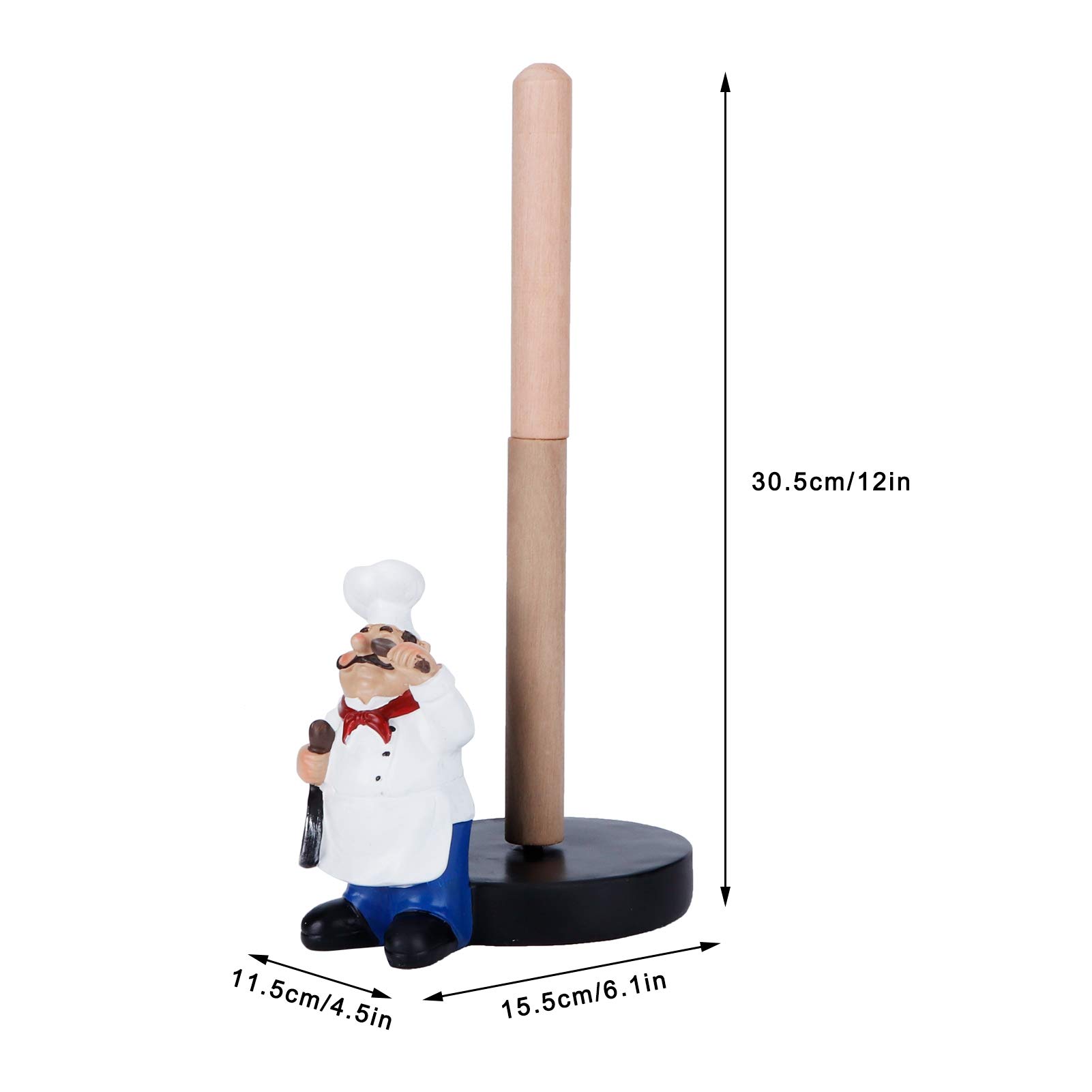 Italian Chef Figurine Paper Towel Holder - Countertop Kitchen Decor & Paper Roll Dispenser for Restaurants, Home, and Office Use - Perfect for Italian-Themed Kitchens and Dining Areas