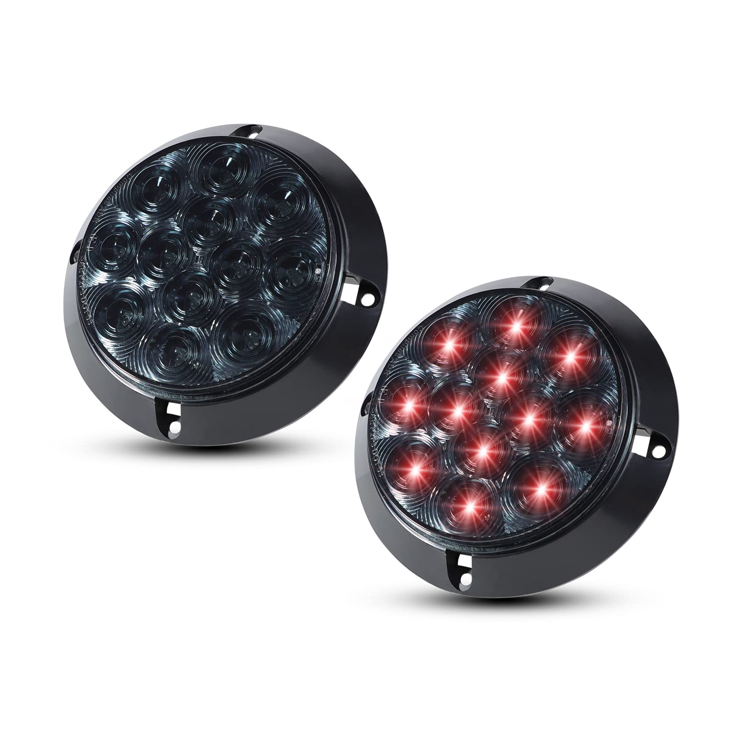 2 Pack 4 Inch LED Round Red Smoked Lens Trailer Marker Lights - Waterproof 12V DC Stop Tail Parking Lamps for Trucks, Tractors, Cars | Durable for Night Driving, Camping & Off-Road Adventures