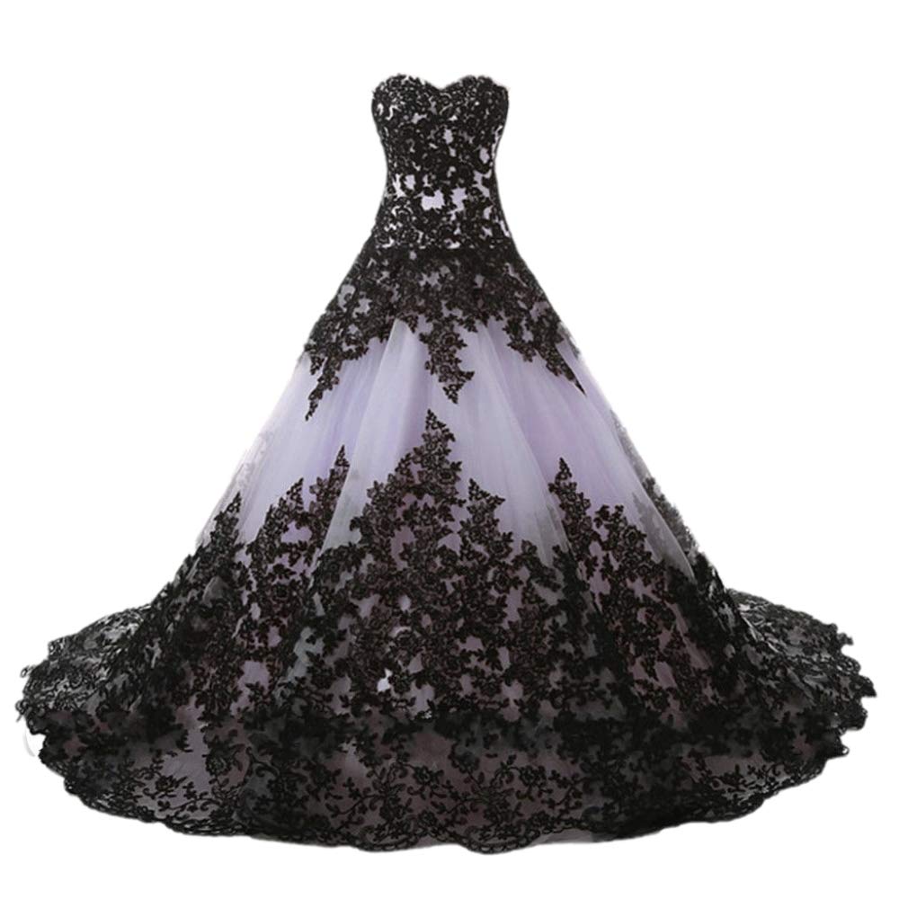 Vintage Gothic Wedding Dress for Women - Elegant Black Lace Appliques Prom Ball Gown | Perfect for Gothic Weddings, Halloween Costumes & Victorian Themed Parties
