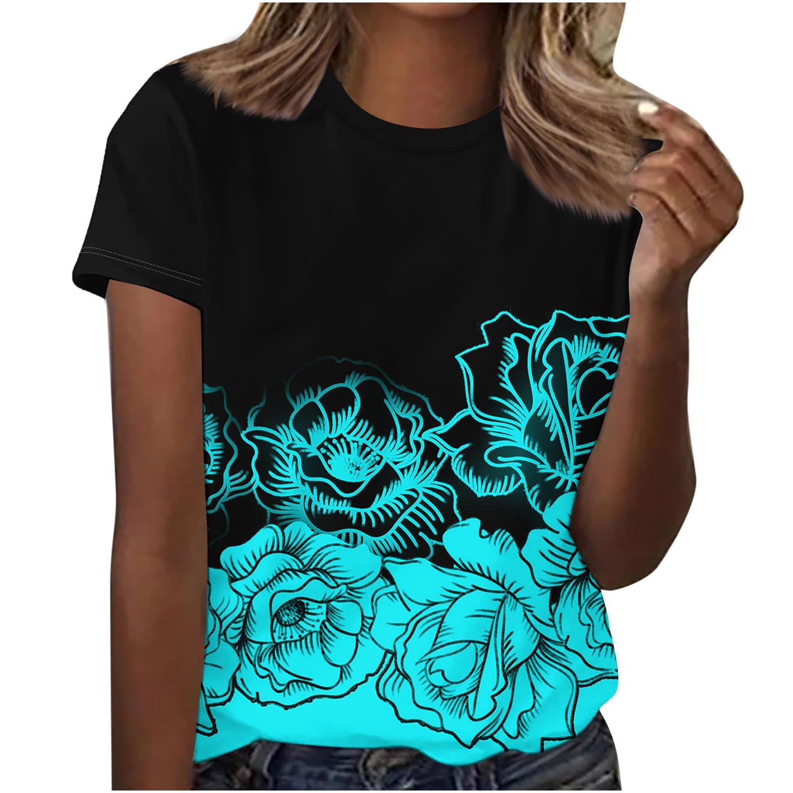 Floral Printed T-Shirts for Women | Short Sleeve Graphic Tees | Summer Fashion Tops | Casual Blouses for Ladies | Perfect for Beach Outings, Date Nights & Weekend Wear