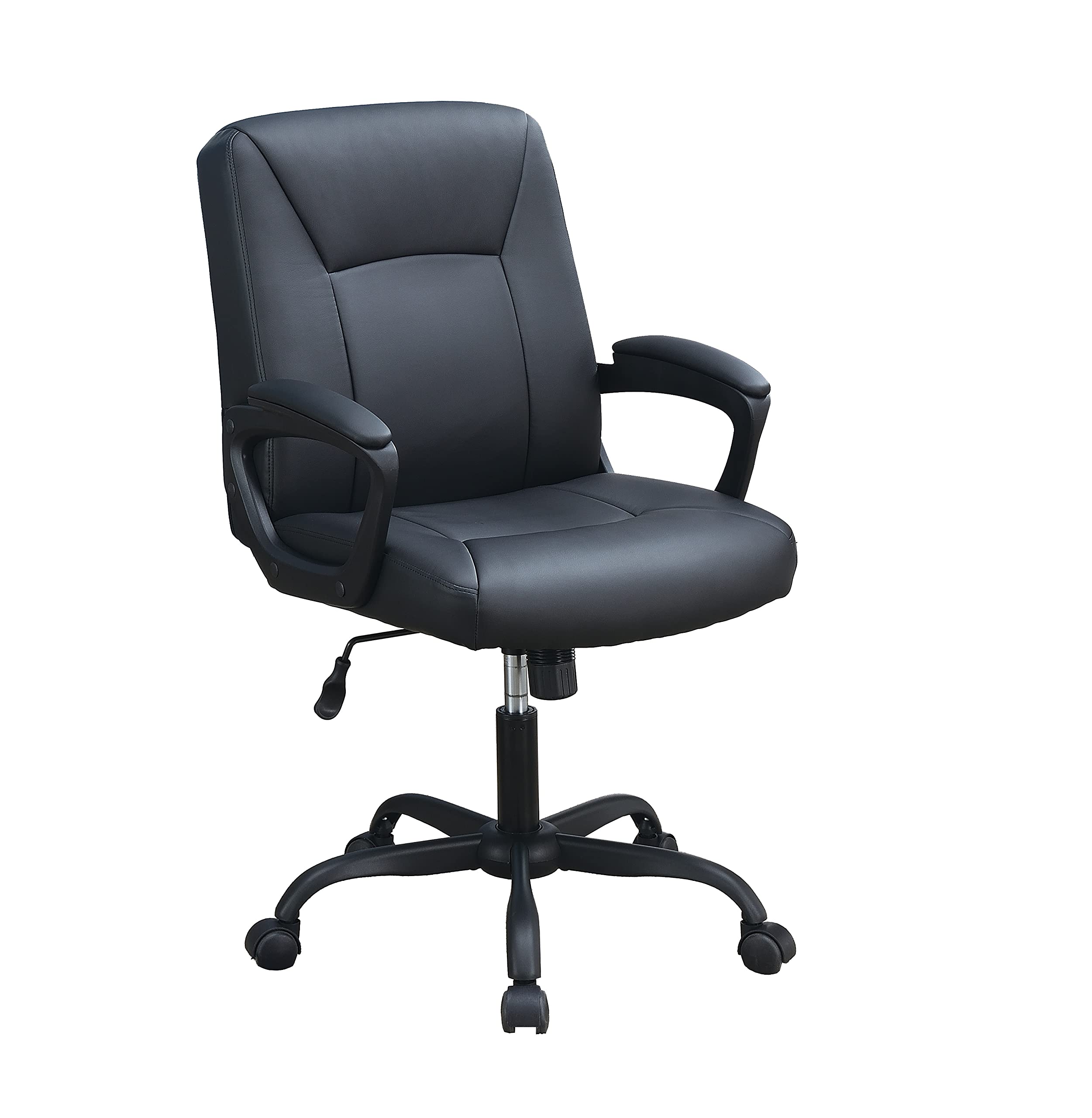 Poundex Black Lux Office Chair - Ergonomic Executive Desk Chair with Adjustable Height for Home & Office Workspace - Perfect for Long Hours Sitting, Gaming, and Remote Work