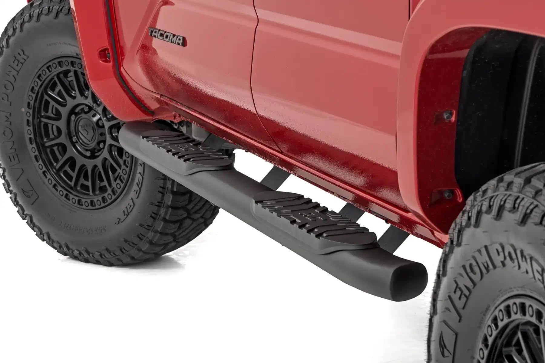 Rough Country Oval Nerf Steps for Toyota Tacoma (2024-2025) Double Cab - OEM Style Side Steps with Built-in Rails | Off-Road Protection & Easy Entry for Pickup Trucks