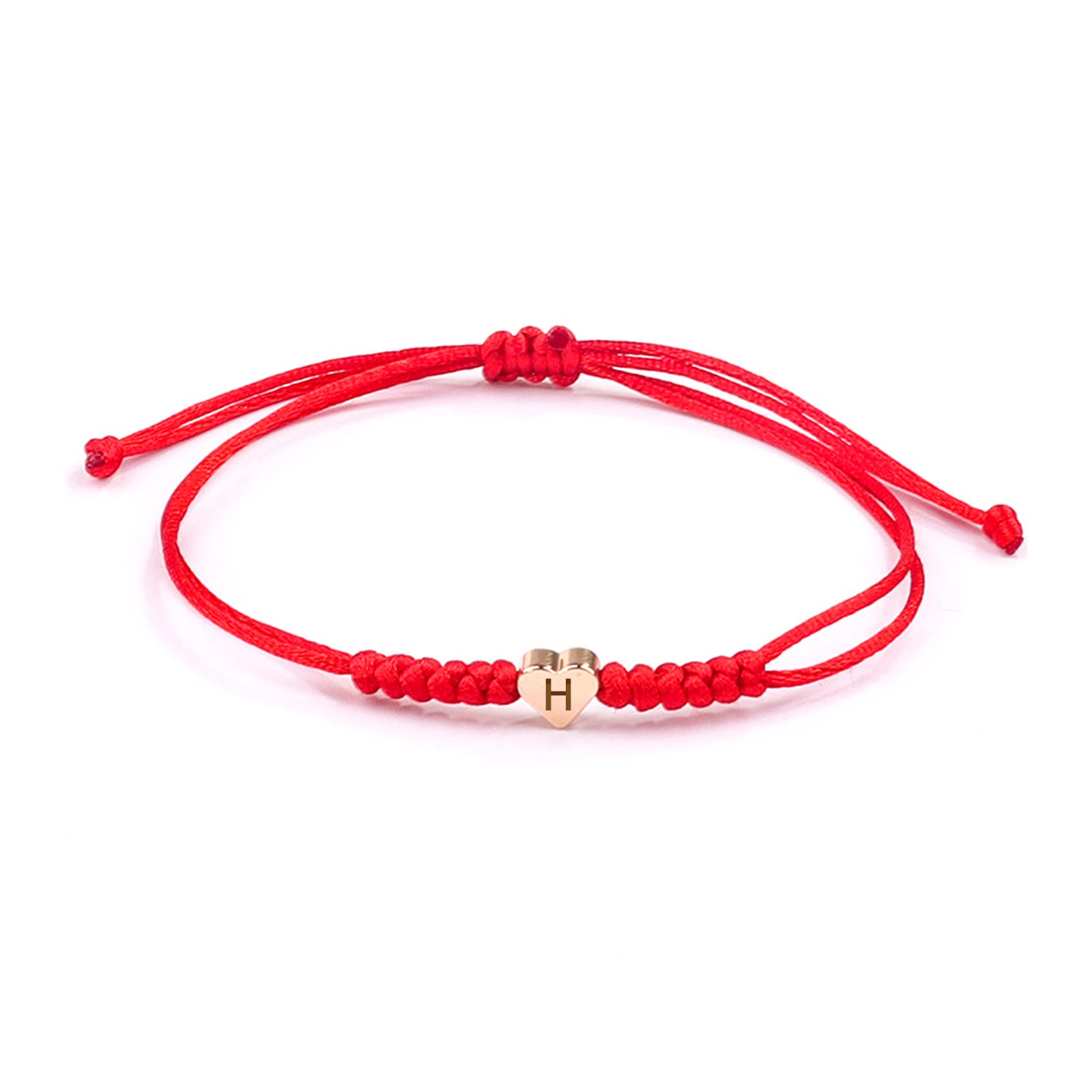 Personalized Initial Bracelet for Women & Men - Custom Letter H Charm, Red String Handmade Rope Braided Jewelry - 26 Letters Available - Perfect Birthday Gift for Her/Him, Friendship Bracelet, Couple Matching Jewelry