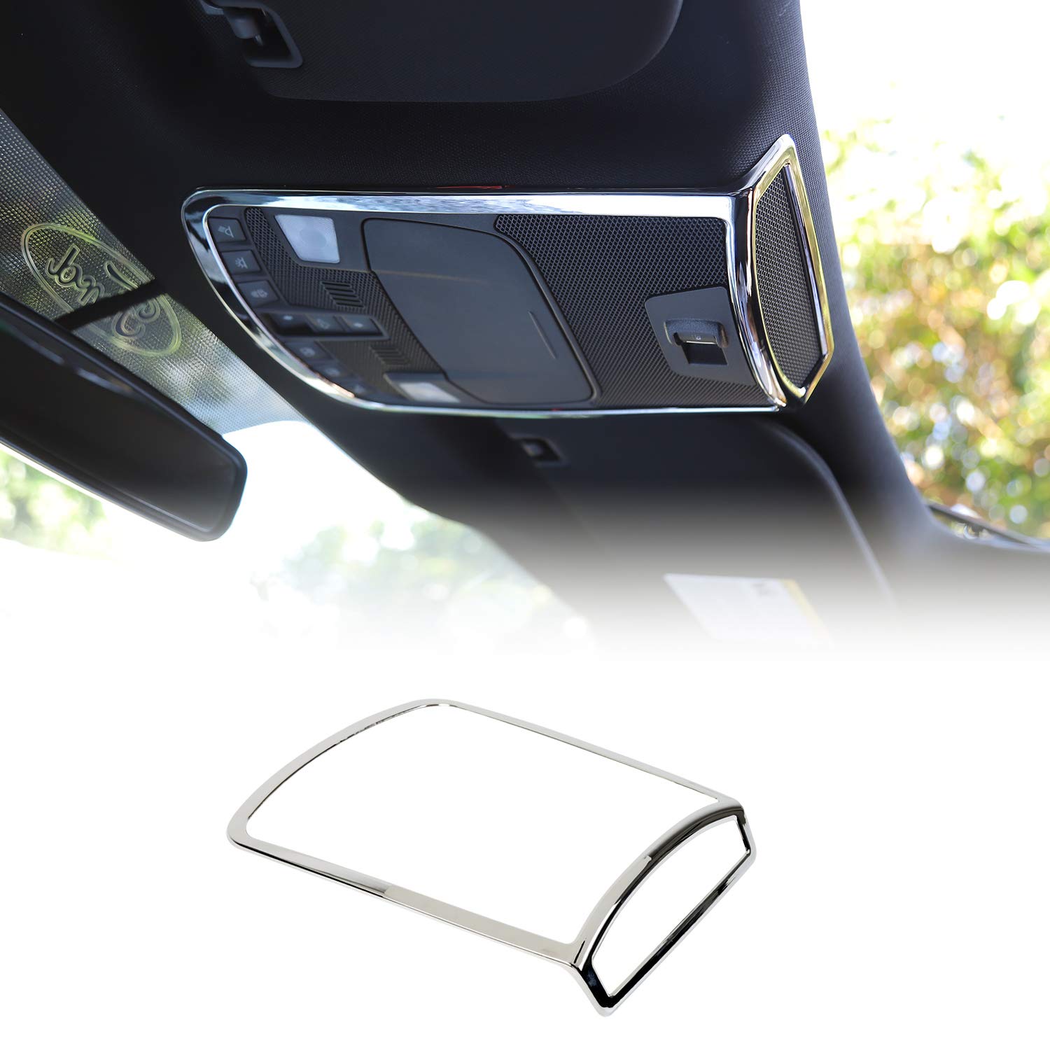 Ford F150 2015-2020 Chrome Interior Car Reading Light Lamp Cover Trim Ring Accessories - Upgrade Your Truck Cabin Lighting for Night Driving & Reading