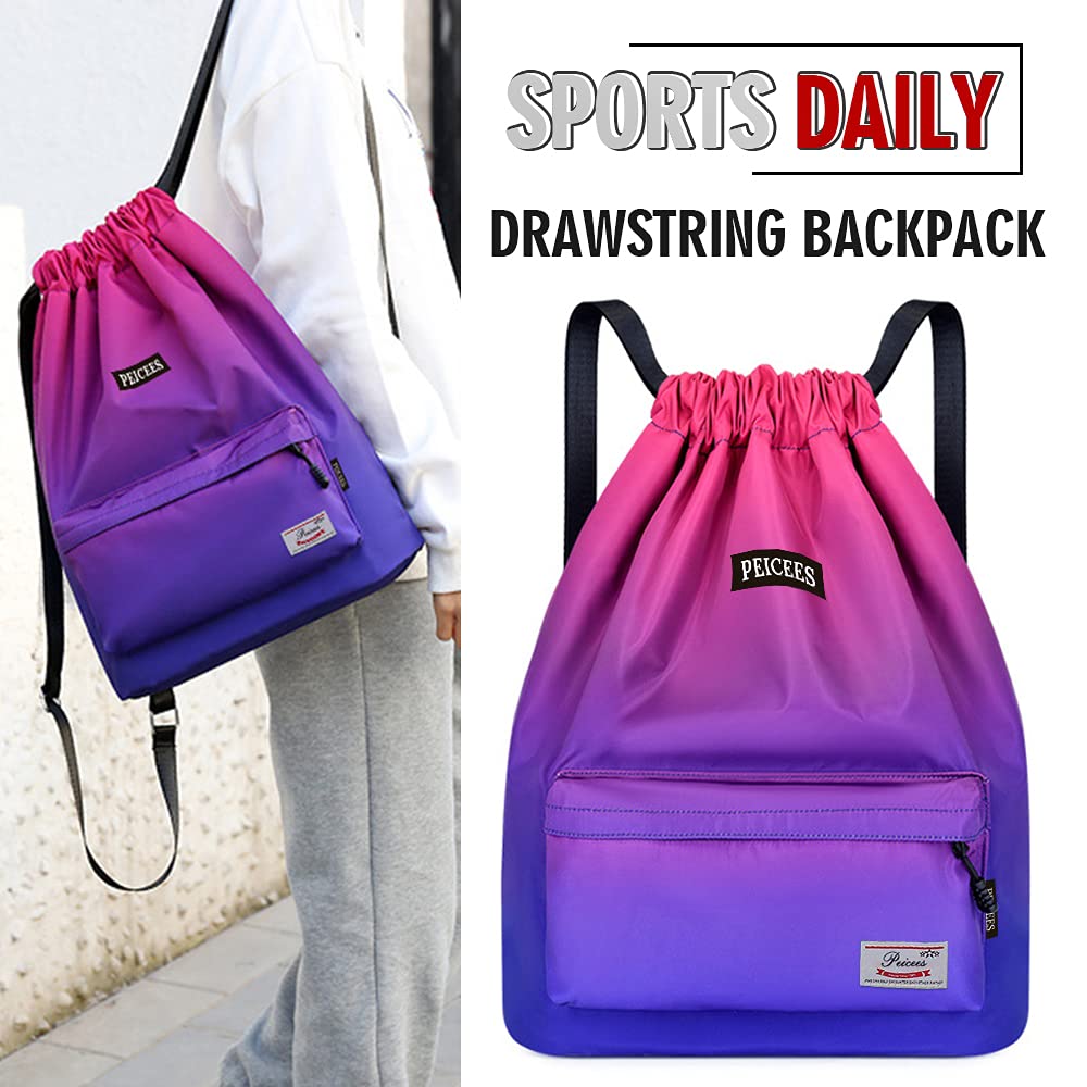 Waterproof Drawstring Sports Bag - Lightweight Sackpack Backpack for Men & Women - Ideal for Gym, Running, Travel & Outdoor Activities