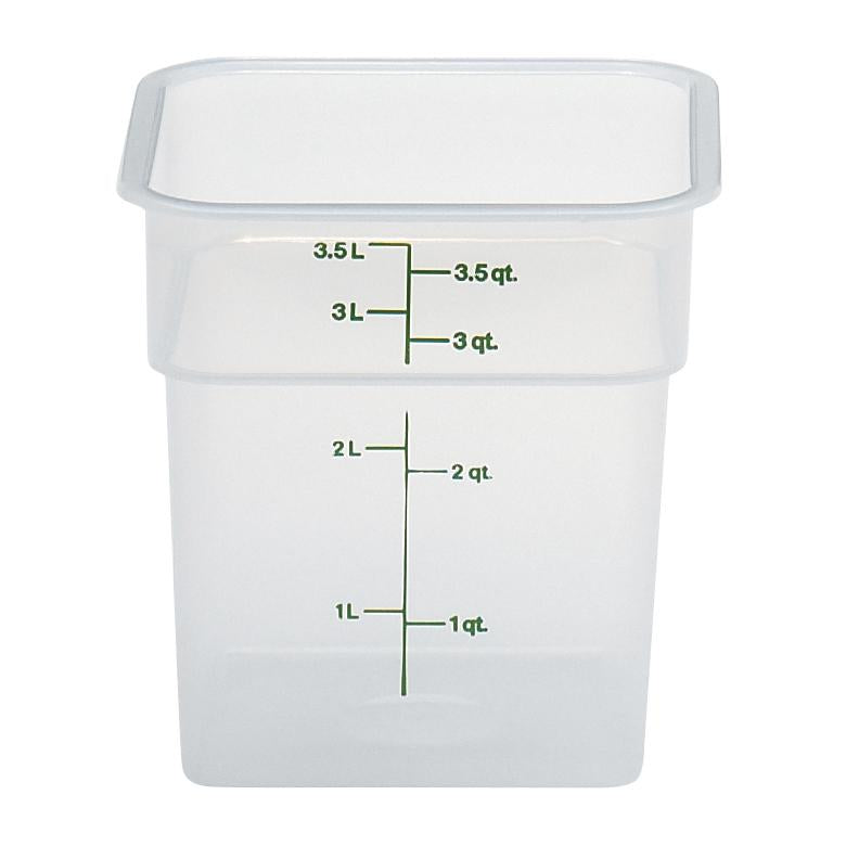 Cambro 4SFSPP190 4-Quart Square Food Storage Container with Lid - BPA-Free Translucent Plastic for Meal Prep, Leftovers & Restaurant Use - Stackable Kitchen Organization Solution