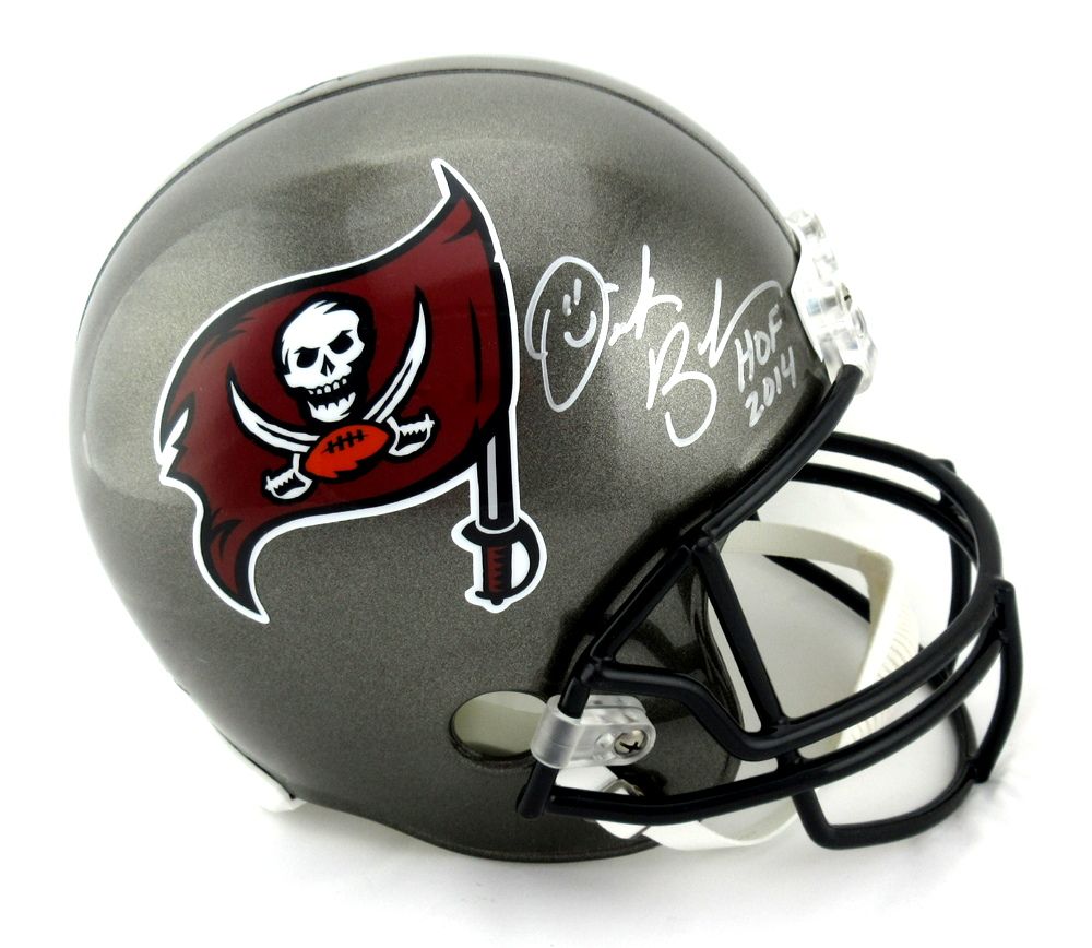 Derek Brooks Autographed Tampa Bay Buccaneers NFL Helmet - Signed Full Size Riddell Replica with HOF 2014 Inscription - Perfect for Sports Memorabilia Collectors and Bucs Fans Display